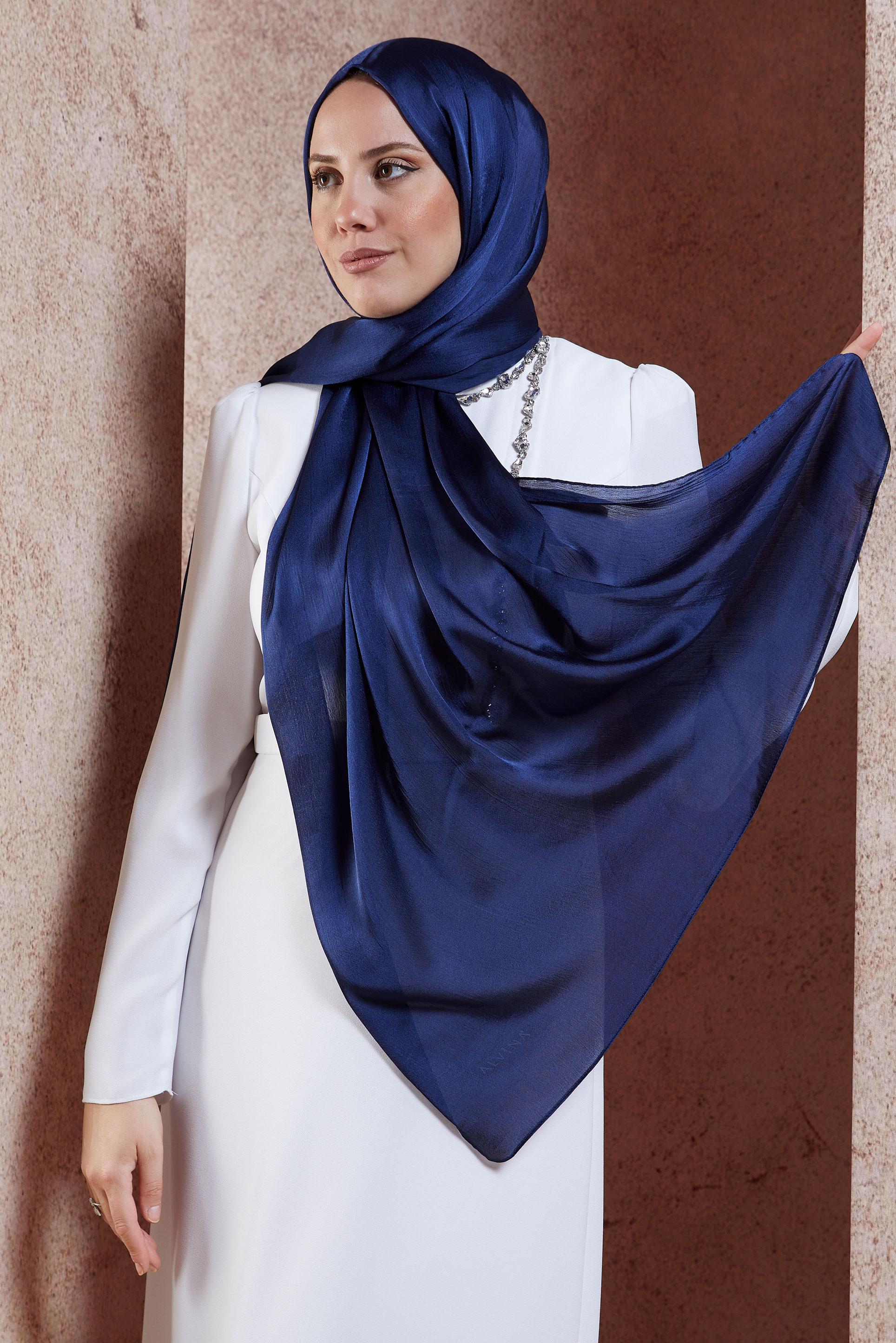 Tesettür giyim LACİVERT ALVİNA DÜZ ŞAL 8456