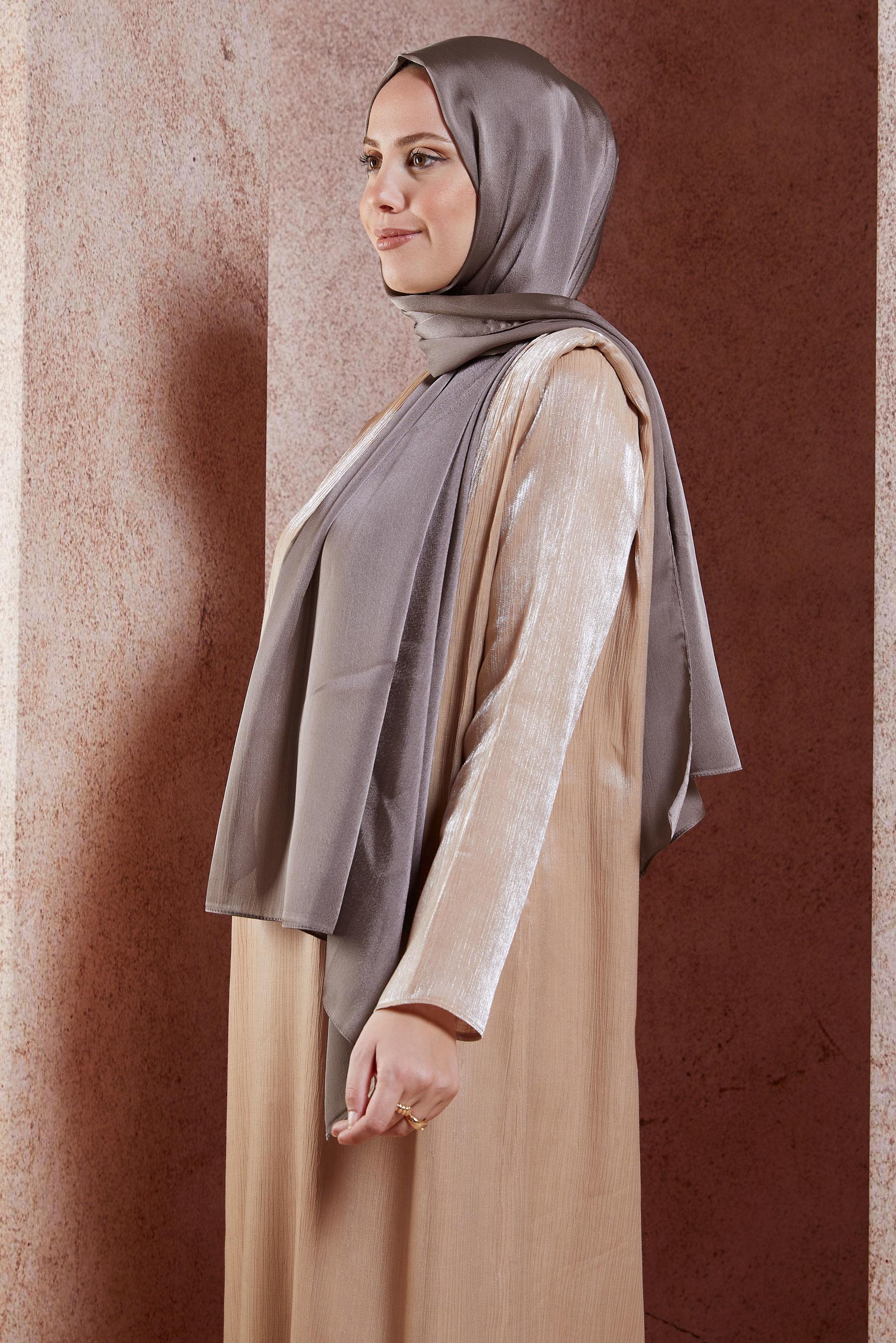 Tesettür giyim VİZON ALVİNA DÜZ ŞAL 8456