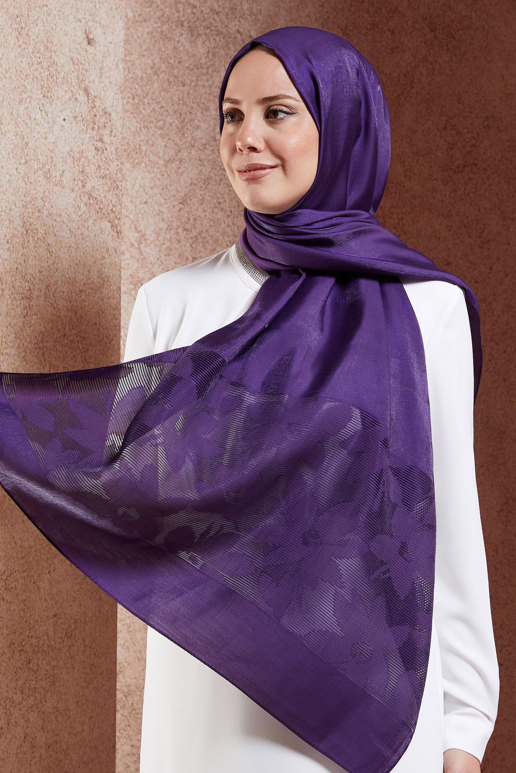 Tesettür giyim MOR ALVİNA ŞAL 8458