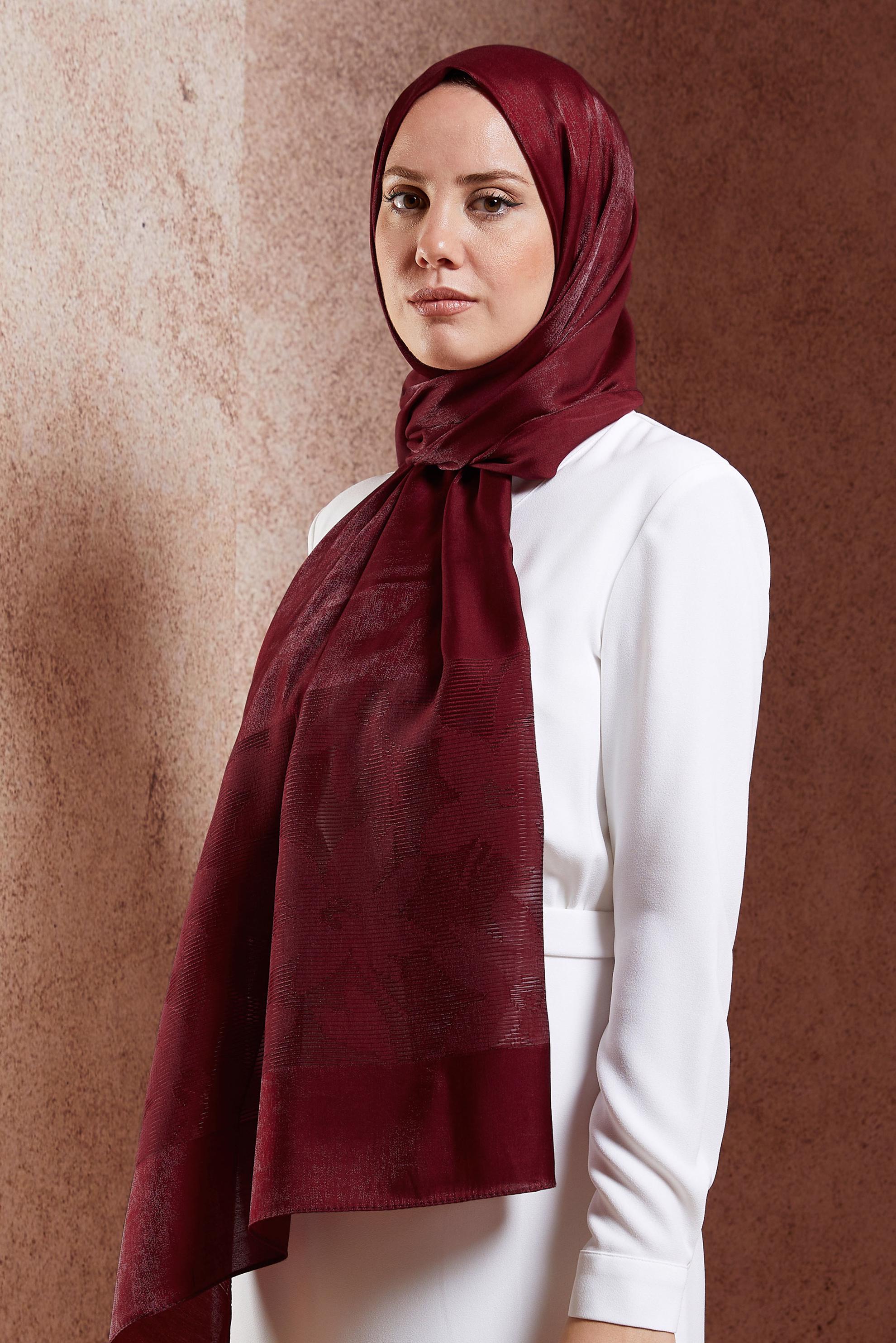 Tesettür giyim BORDO ALVİNA ŞAL 8458