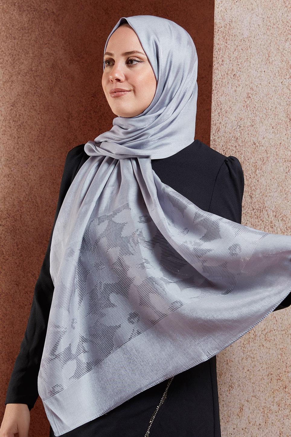 Tesettür giyim GÜMÜŞ ALVİNA ŞAL 8458