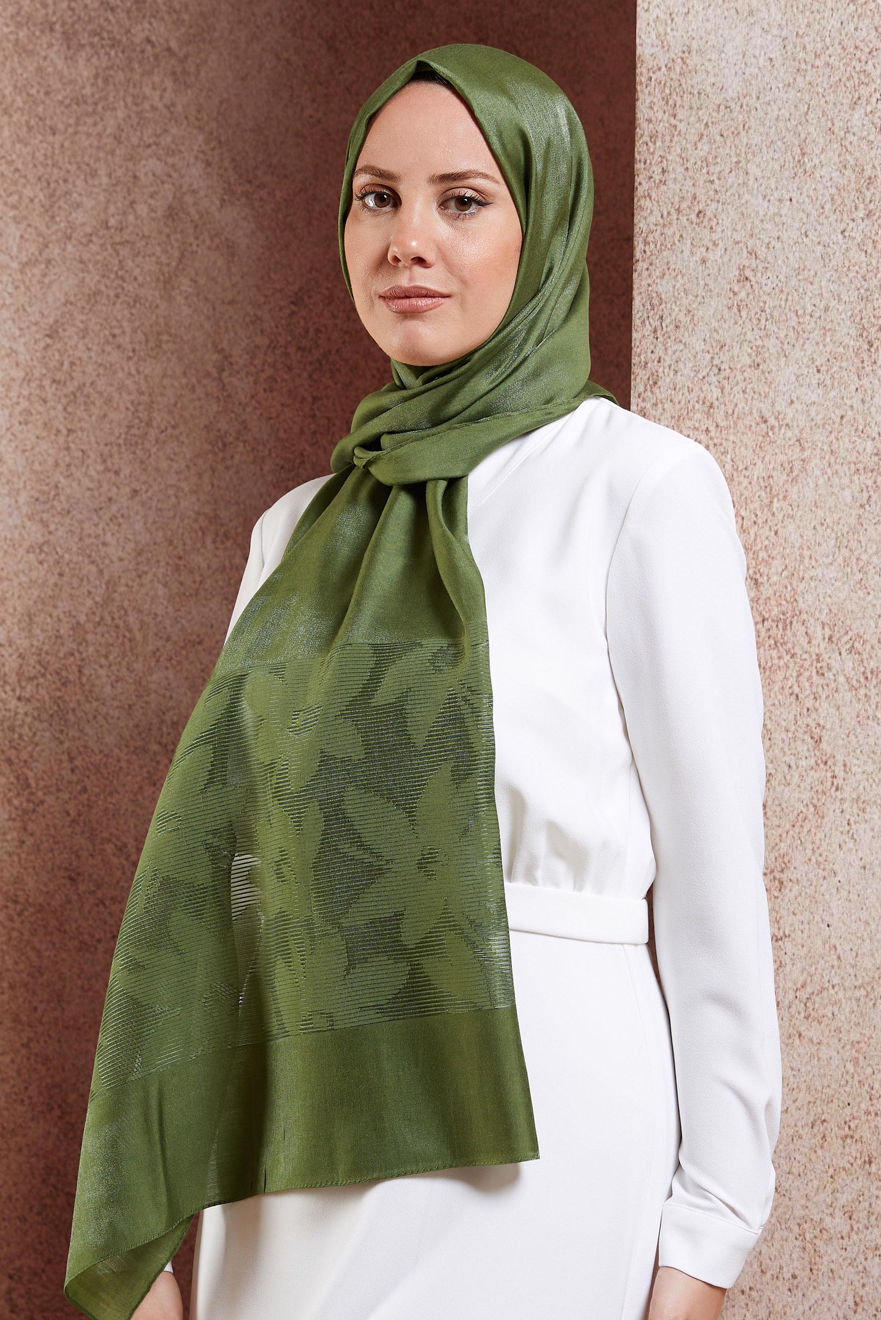 Tesettür giyim HAKİ ALVİNA ŞAL 8458