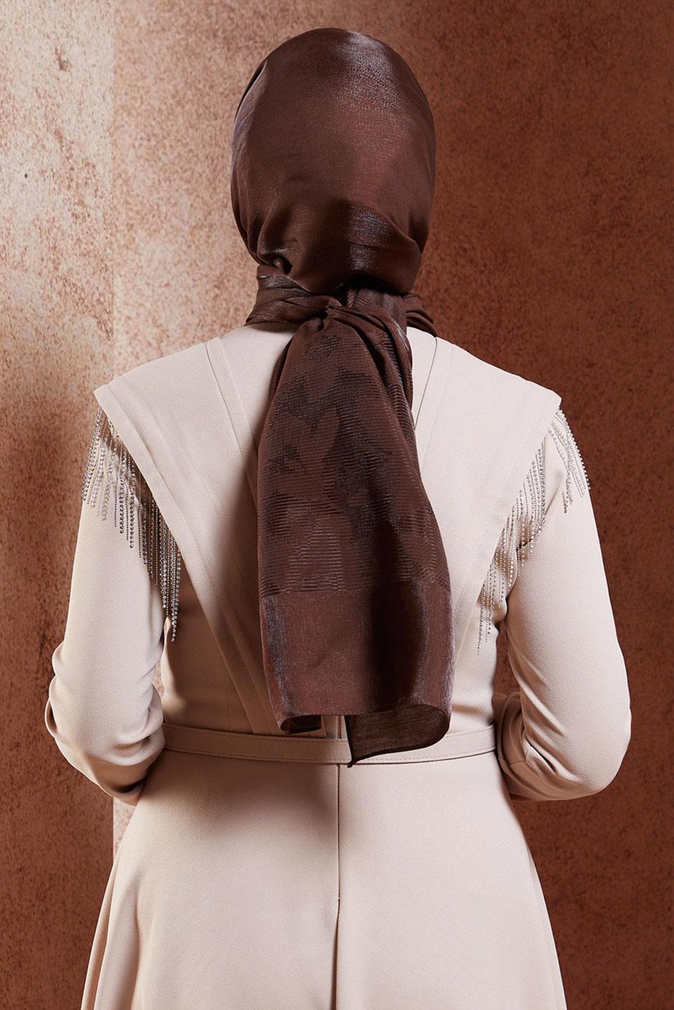 Tesettür giyim KAHVE ALVİNA ŞAL 8458