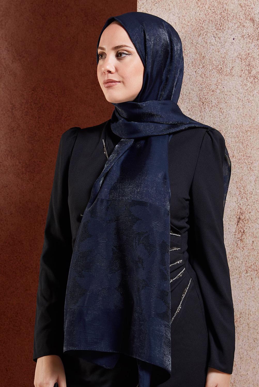 Tesettür giyim LACİVERT ALVİNA ŞAL 8458