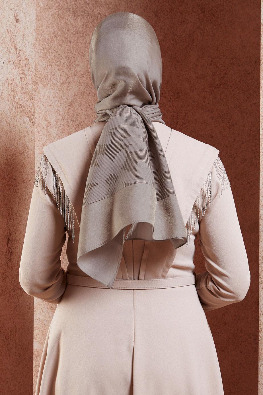 Tesettür giyim VİZON ALVİNA ŞAL 8458