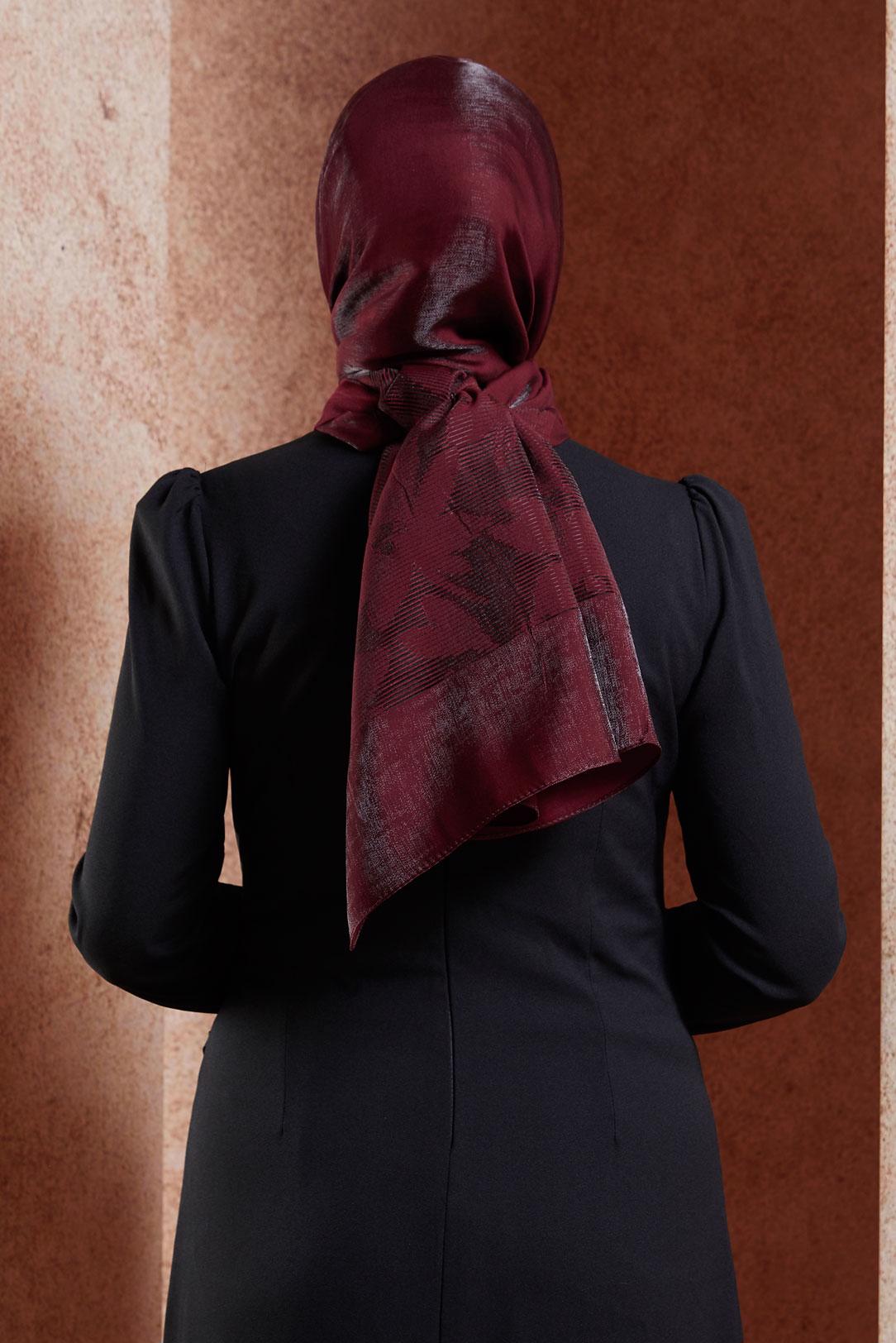 Tesettür giyim BORDO ALVİNA ŞAL 8458