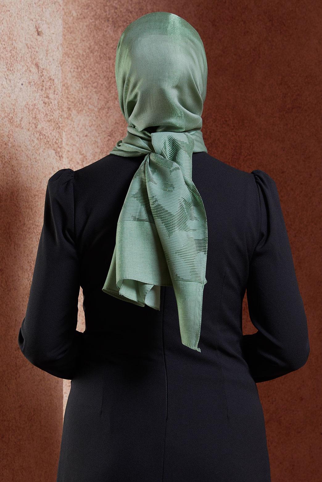 Tesettür giyim YEŞİL ALVİNA ŞAL 8458