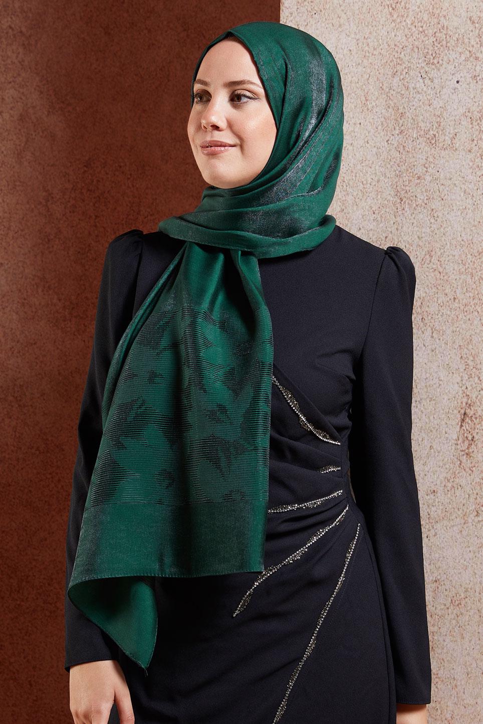 Tesettür giyim YEŞİL ALVİNA ŞAL 8458