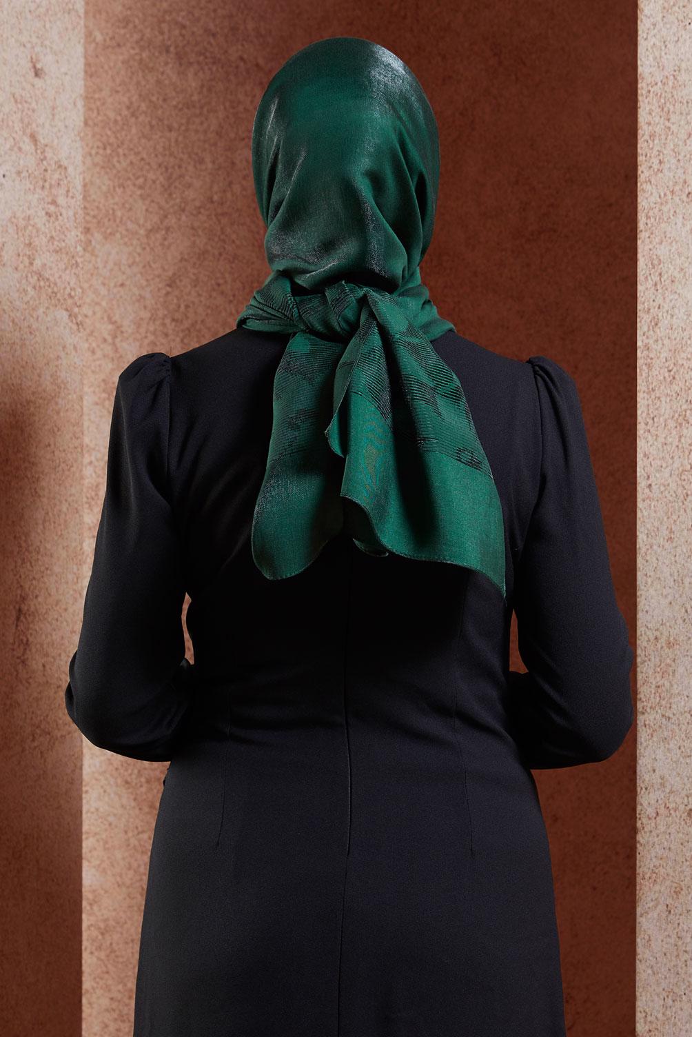 Tesettür giyim YEŞİL ALVİNA ŞAL 8458