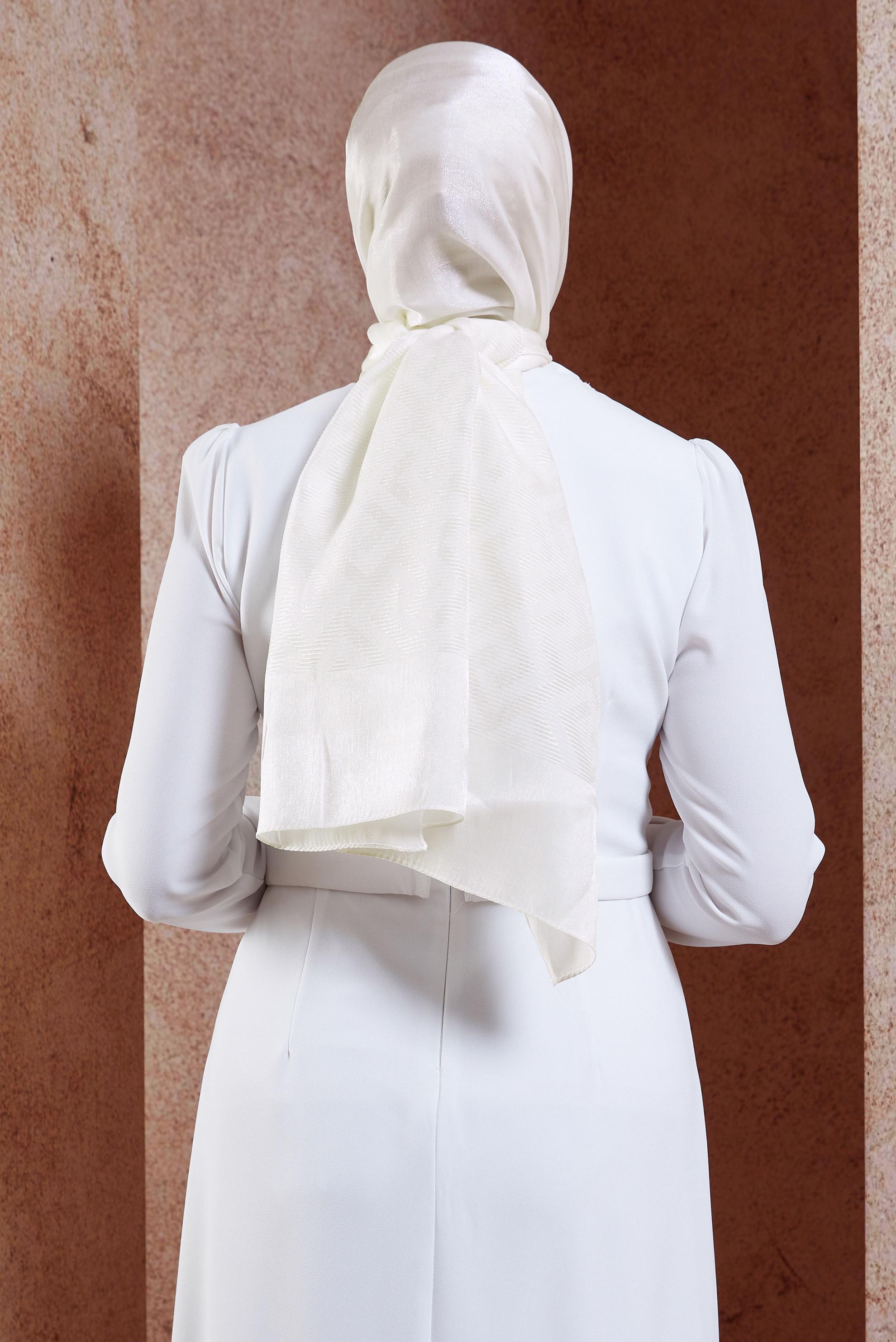 Tesettür giyim BEYAZ ALVİNA MOZAİK DESEN ŞAL 8459