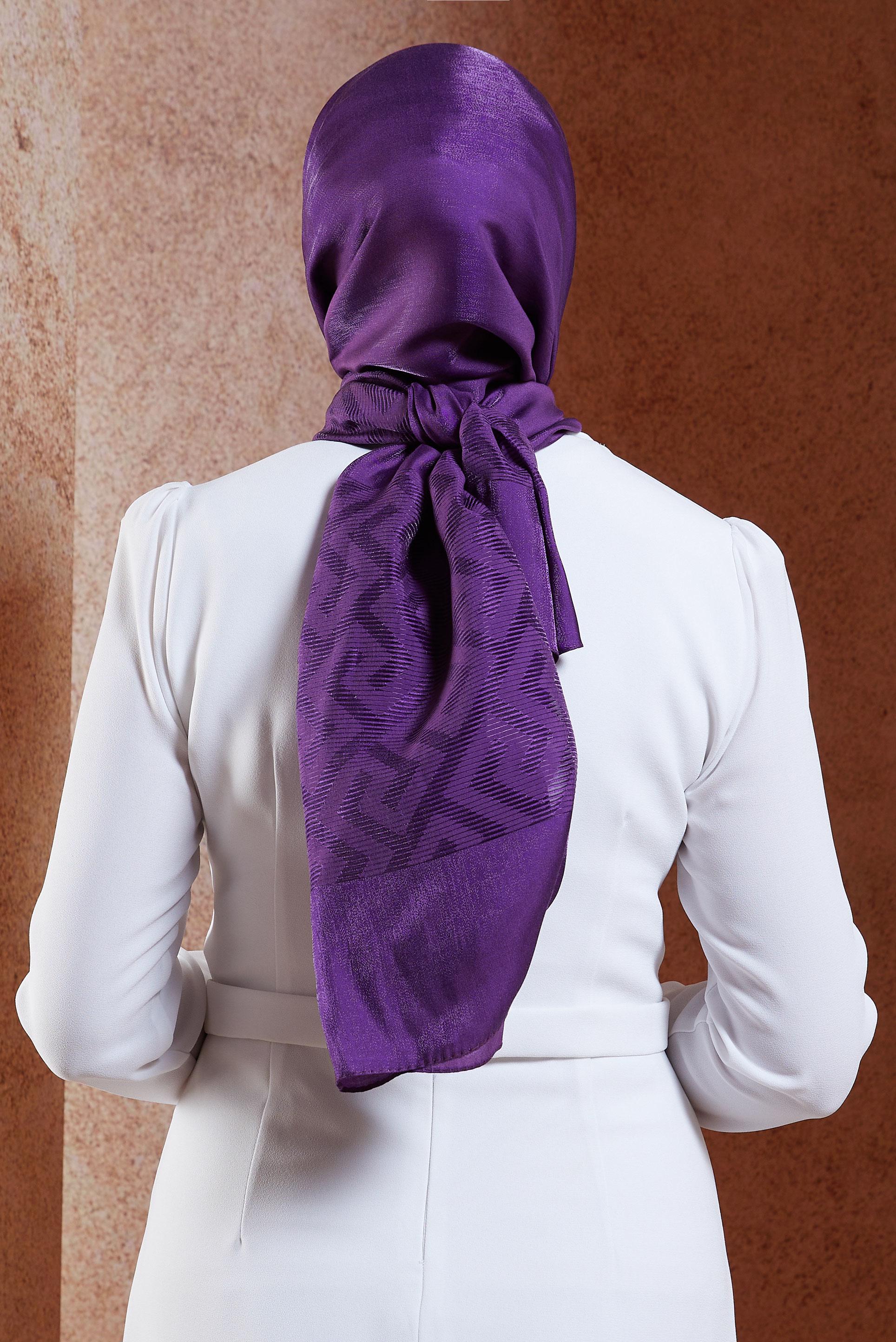 Tesettür giyim MOR ALVİNA MOZAİK DESEN ŞAL 8459