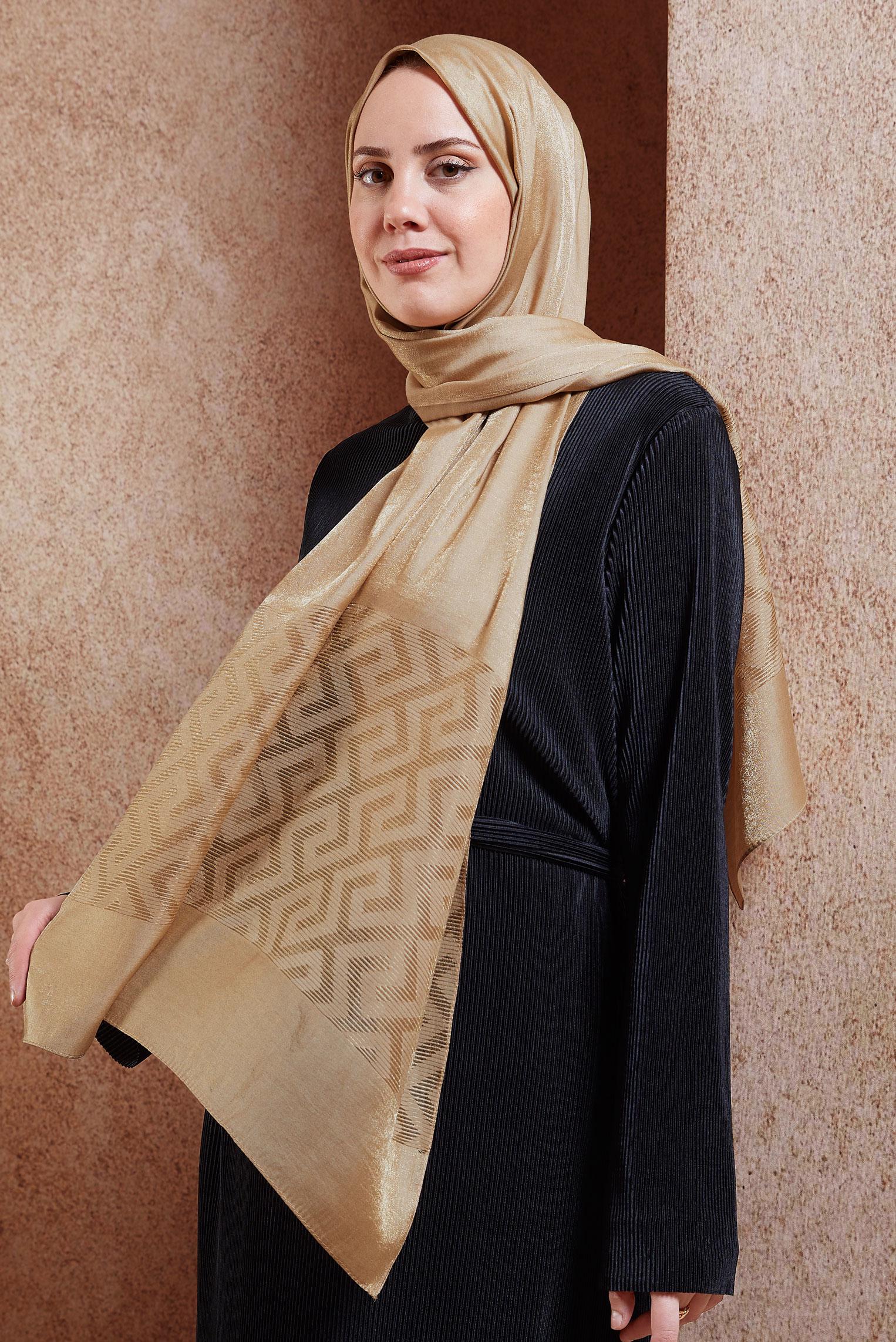 Tesettür giyim ALTIN ALVİNA MOZAİK DESEN ŞAL 8459