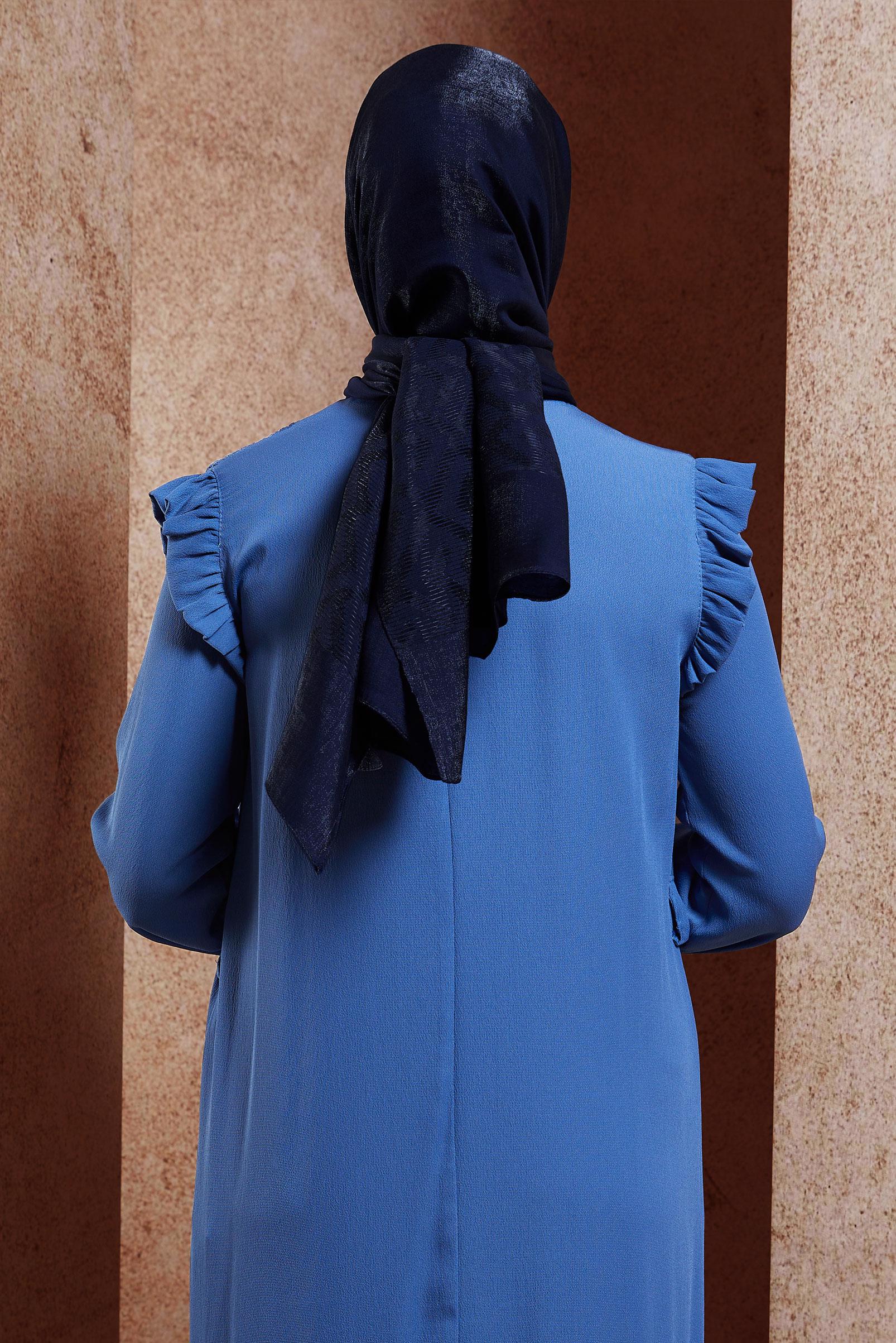 Tesettür giyim LACİVERT ALVİNA MOZAİK DESEN ŞAL 8459