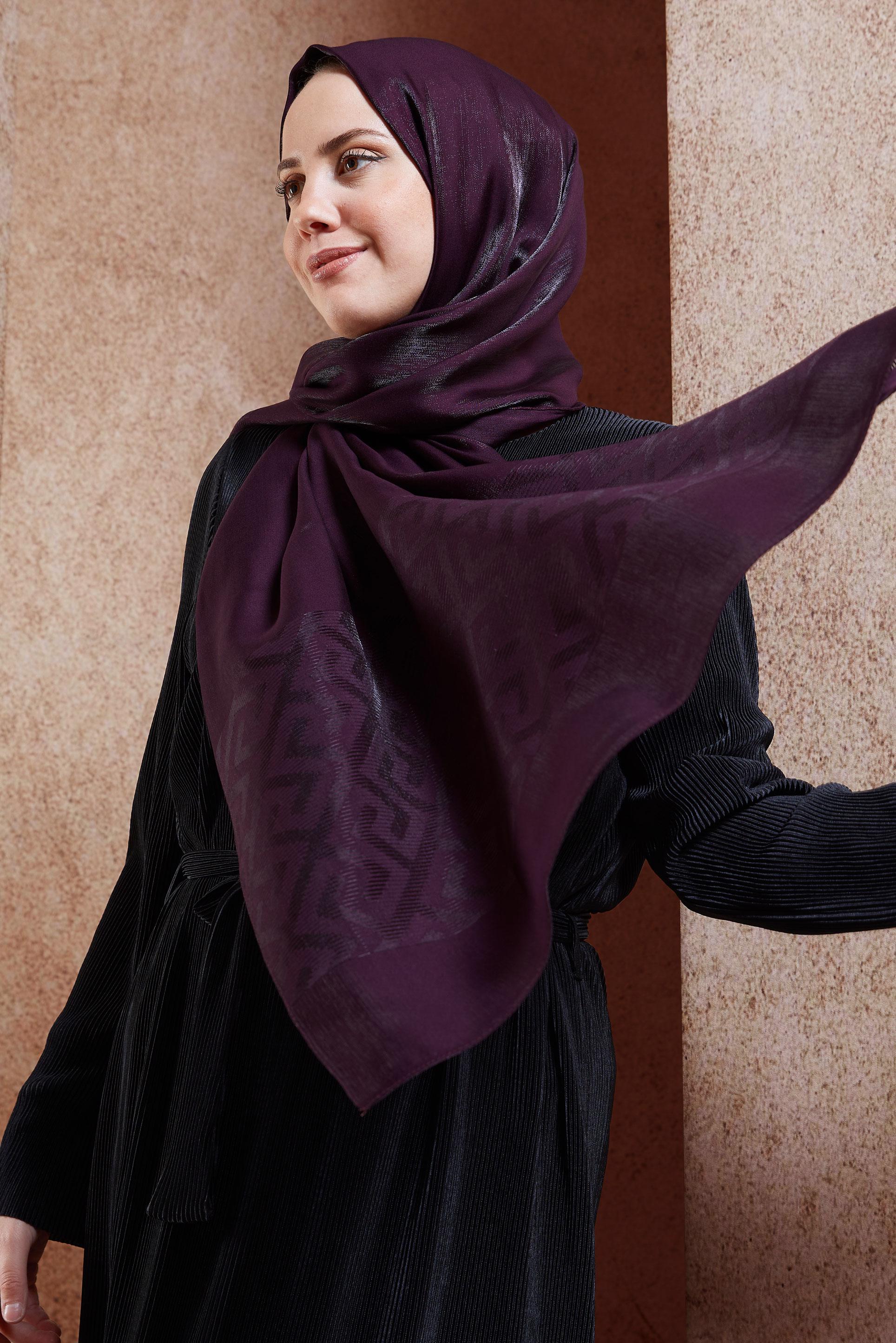 Tesettür giyim MÜRDÜM ALVİNA MOZAİK DESEN ŞAL 8459