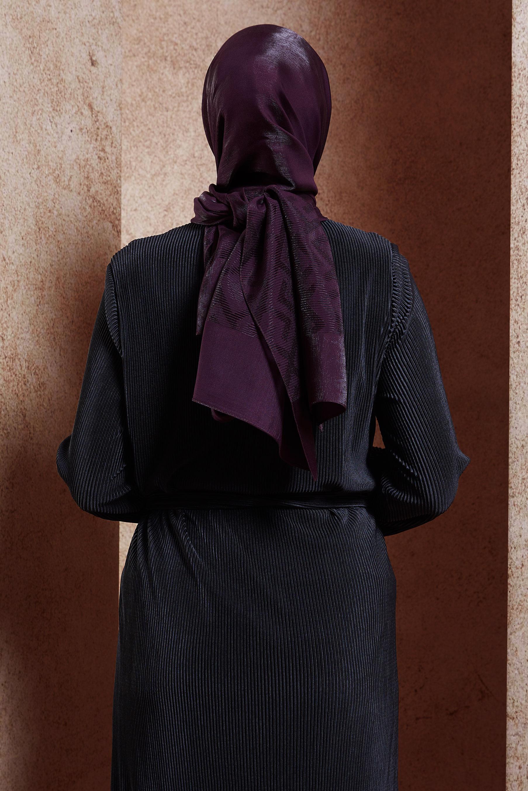 Tesettür giyim MÜRDÜM ALVİNA MOZAİK DESEN ŞAL 8459