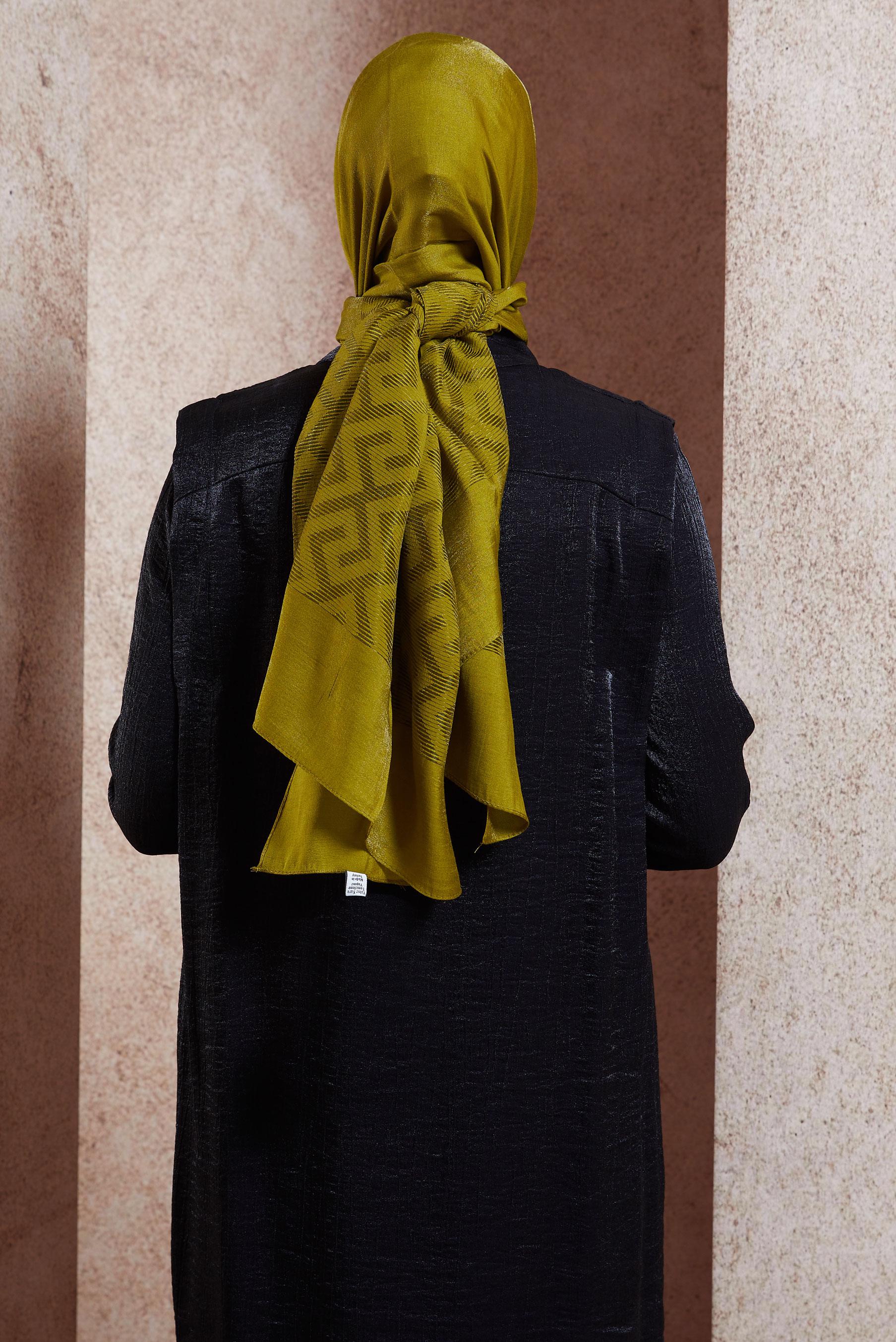 Tesettür giyim YEŞİL ALVİNA MOZAİK DESEN ŞAL 8459