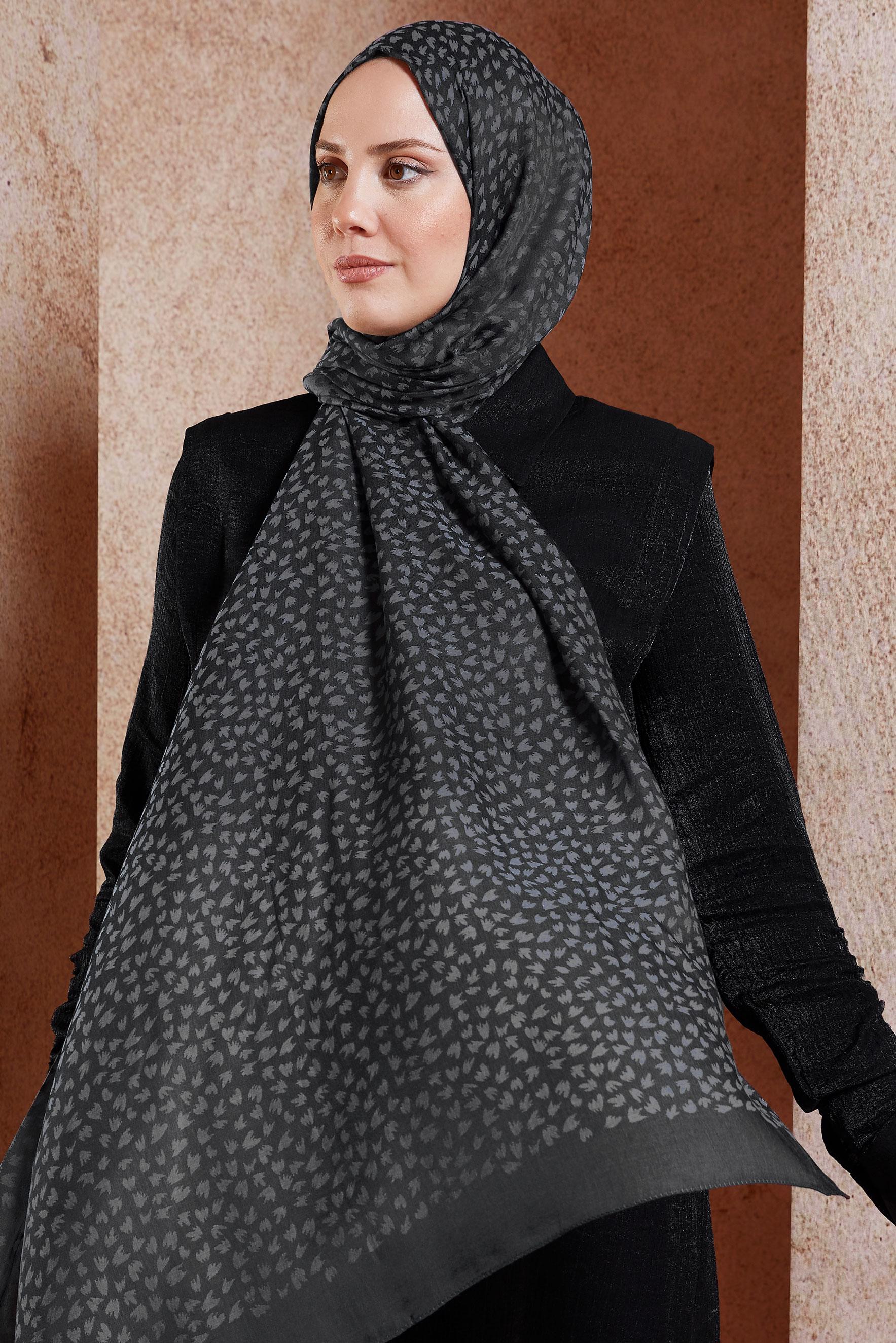 Hijab clothing BLACK ALVINA PATTERNED SHAWL 8460