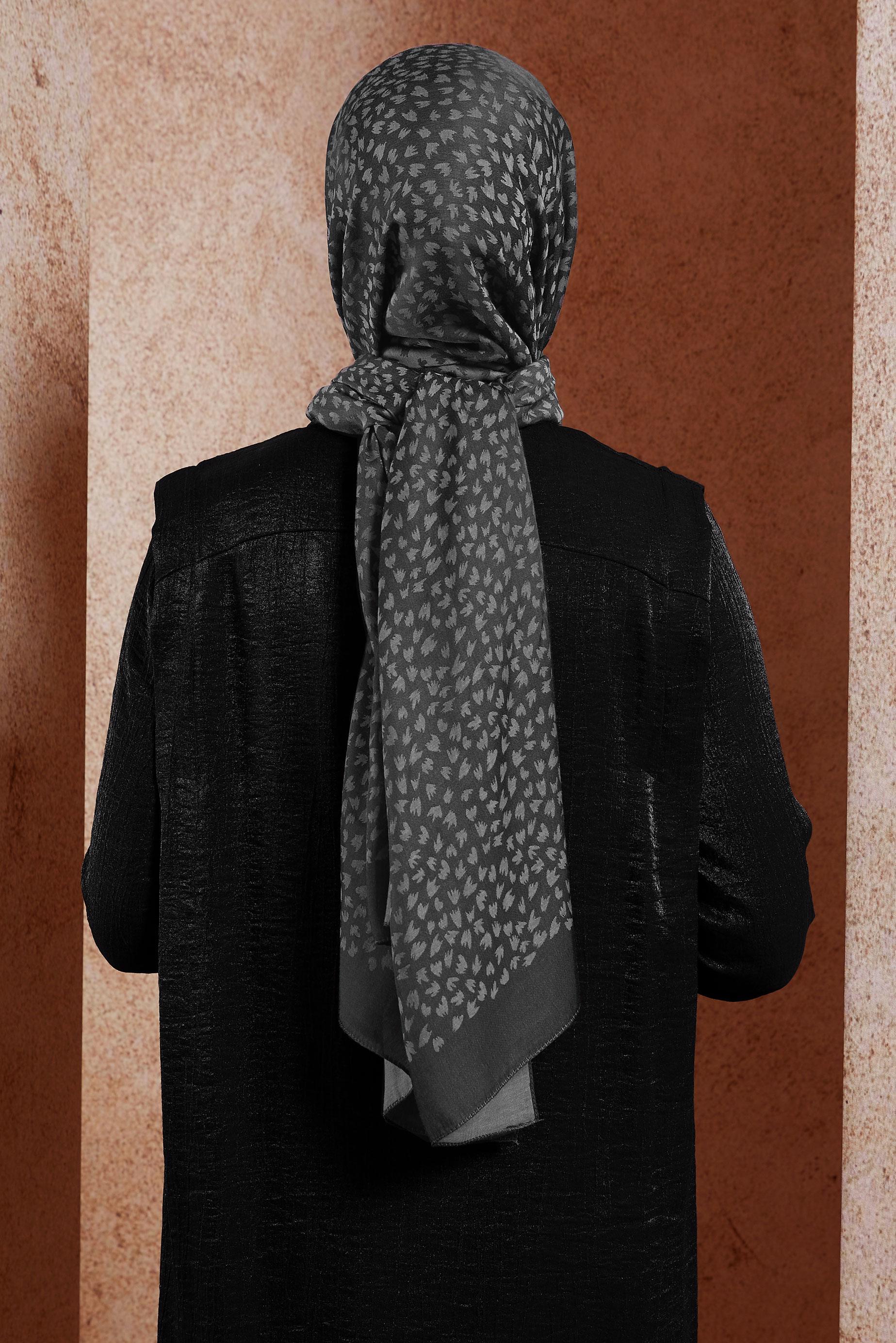 Hijab clothing BLACK ALVINA PATTERNED SHAWL 8460