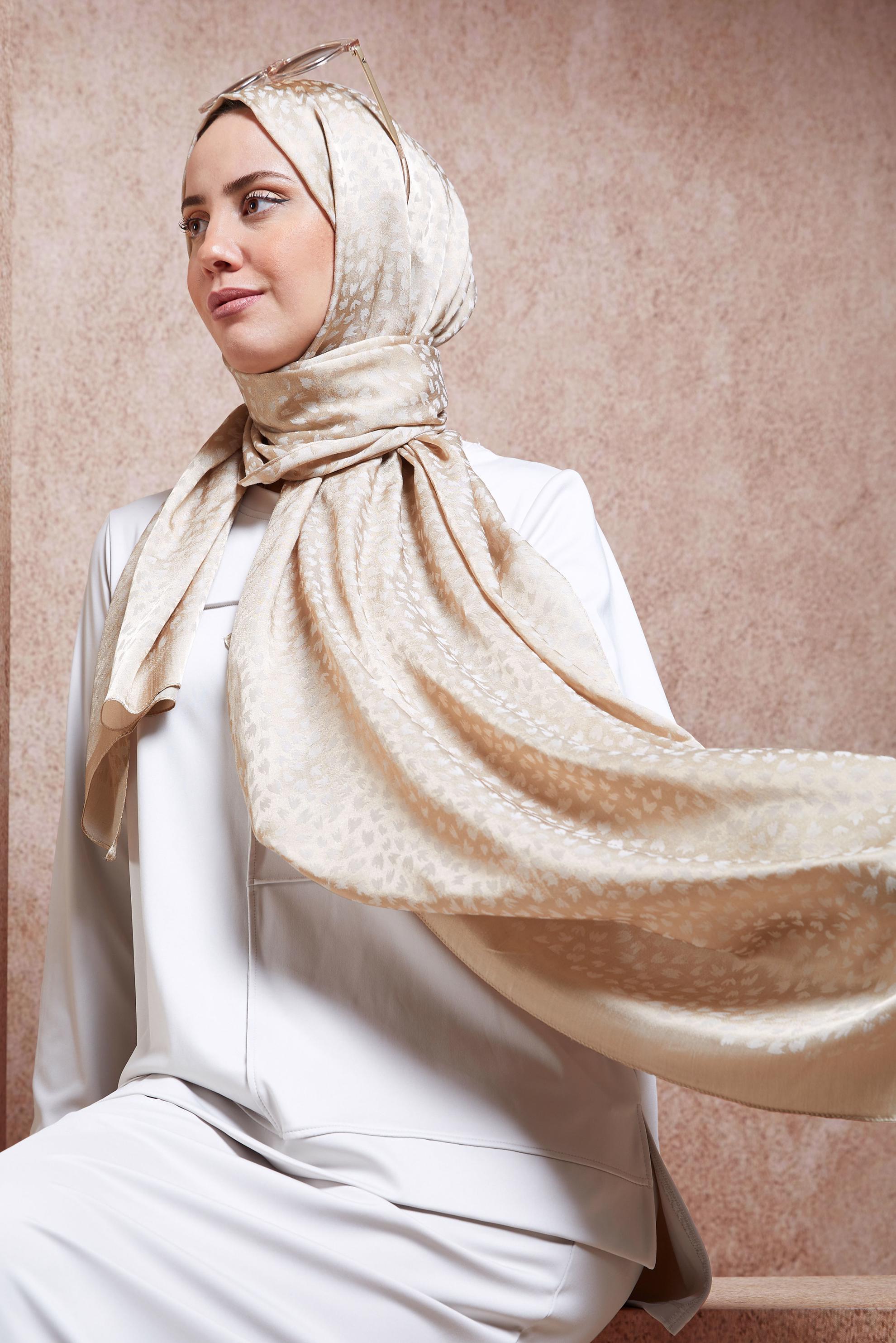 Vêtements hijab BEIGE CHÂLE À MOTIFS ALVINA 8460
