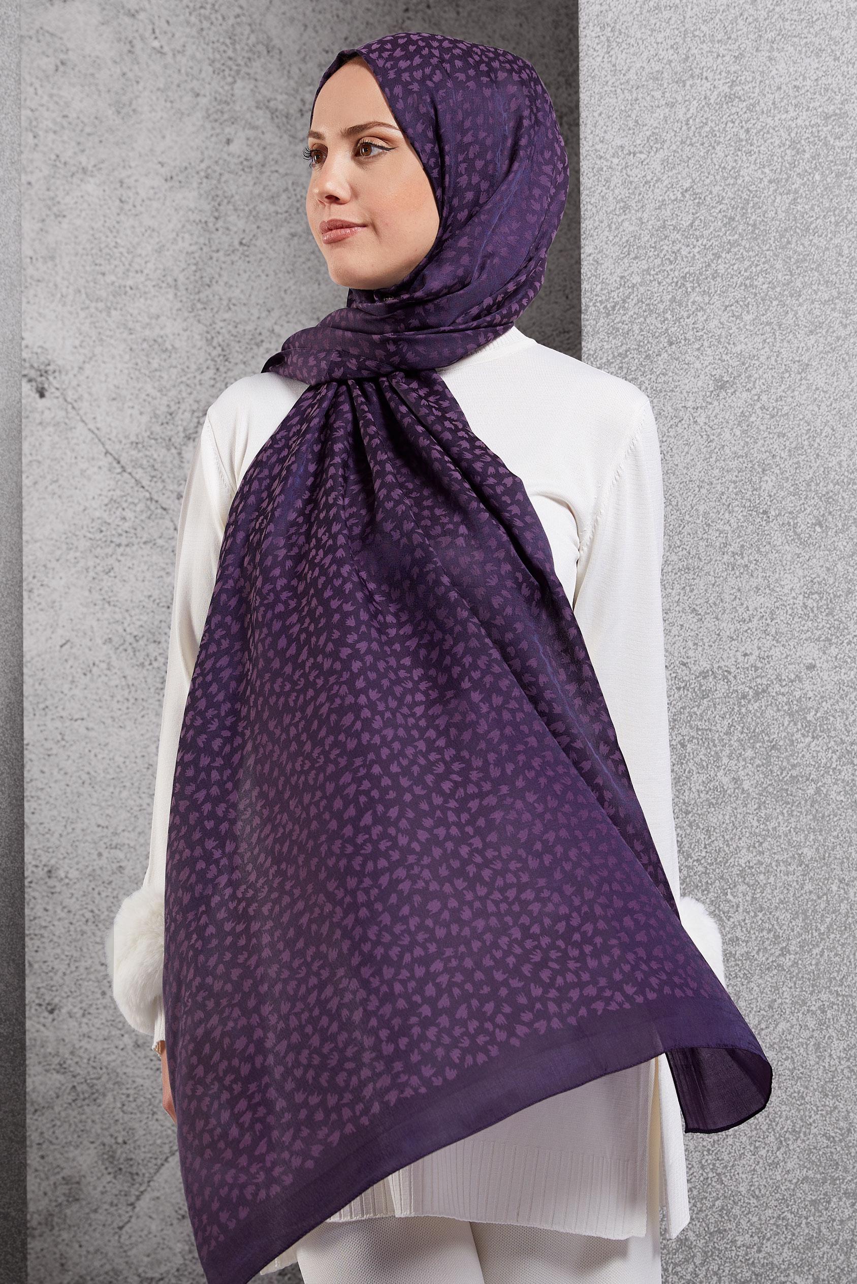 Tesettür giyim MOR ALVİNA DESENLİ ŞAL 8460