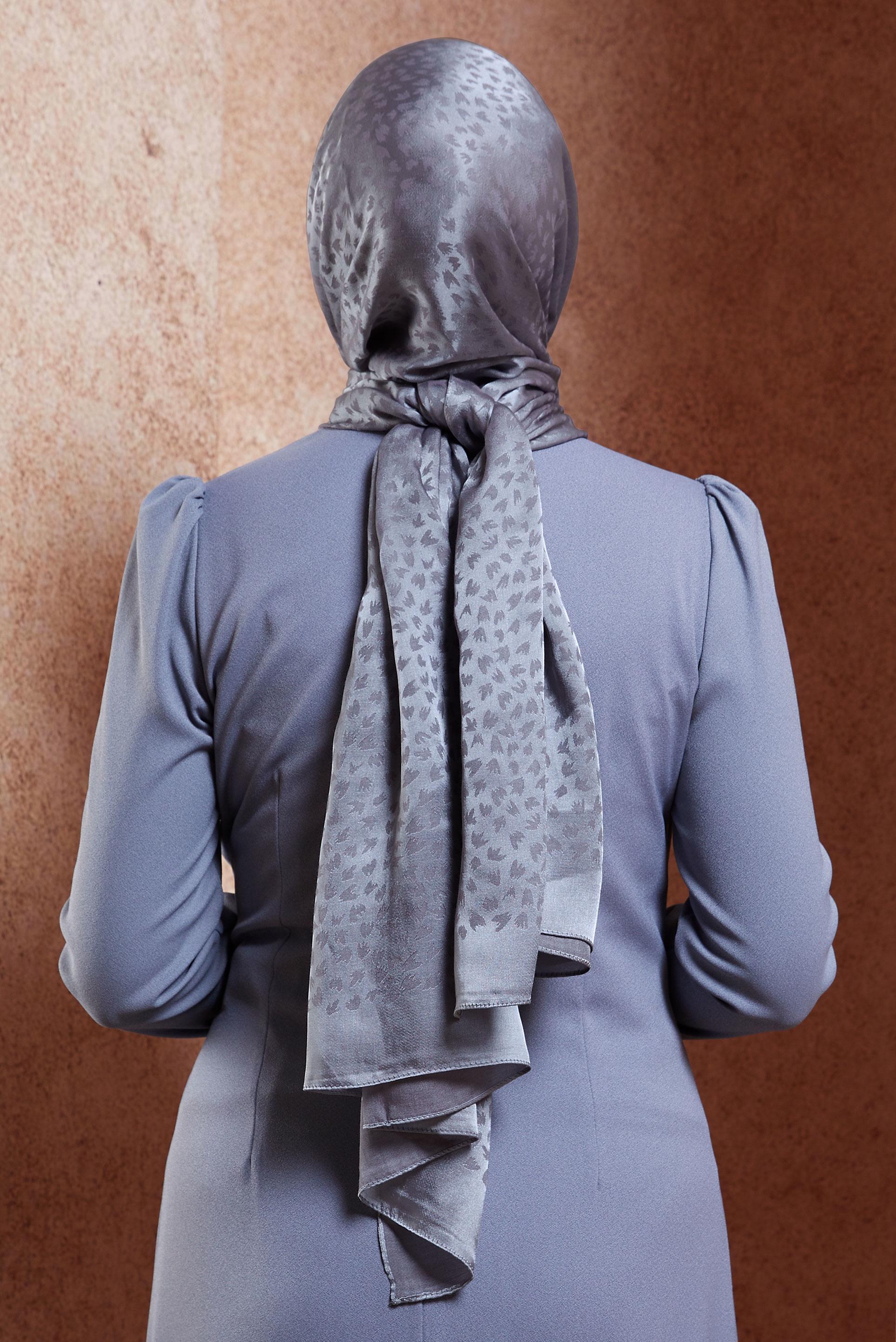 Vêtements hijab GRIS CHÂLE À MOTIFS ALVINA 8460