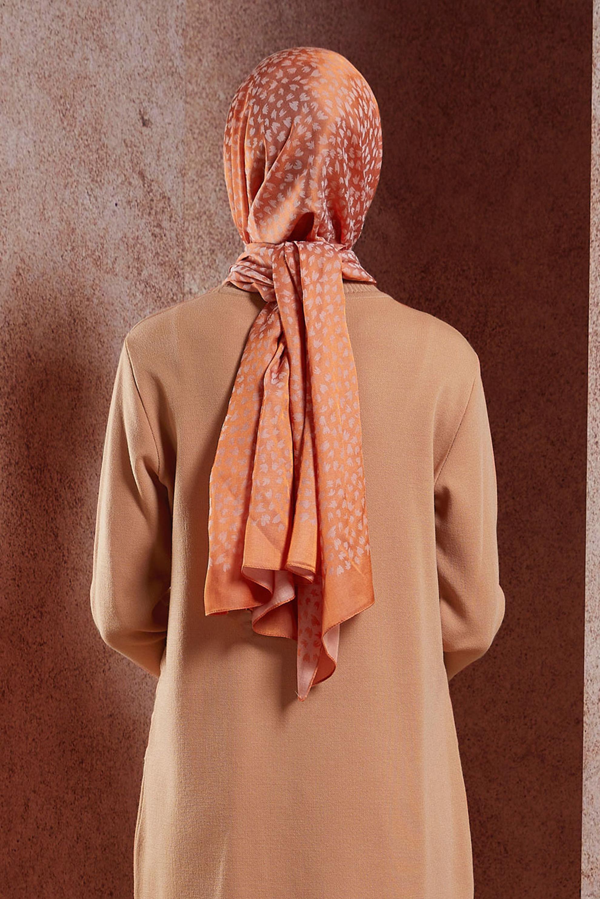 Vêtements hijab ORANGE CHÂLE À MOTIFS ALVINA 8460