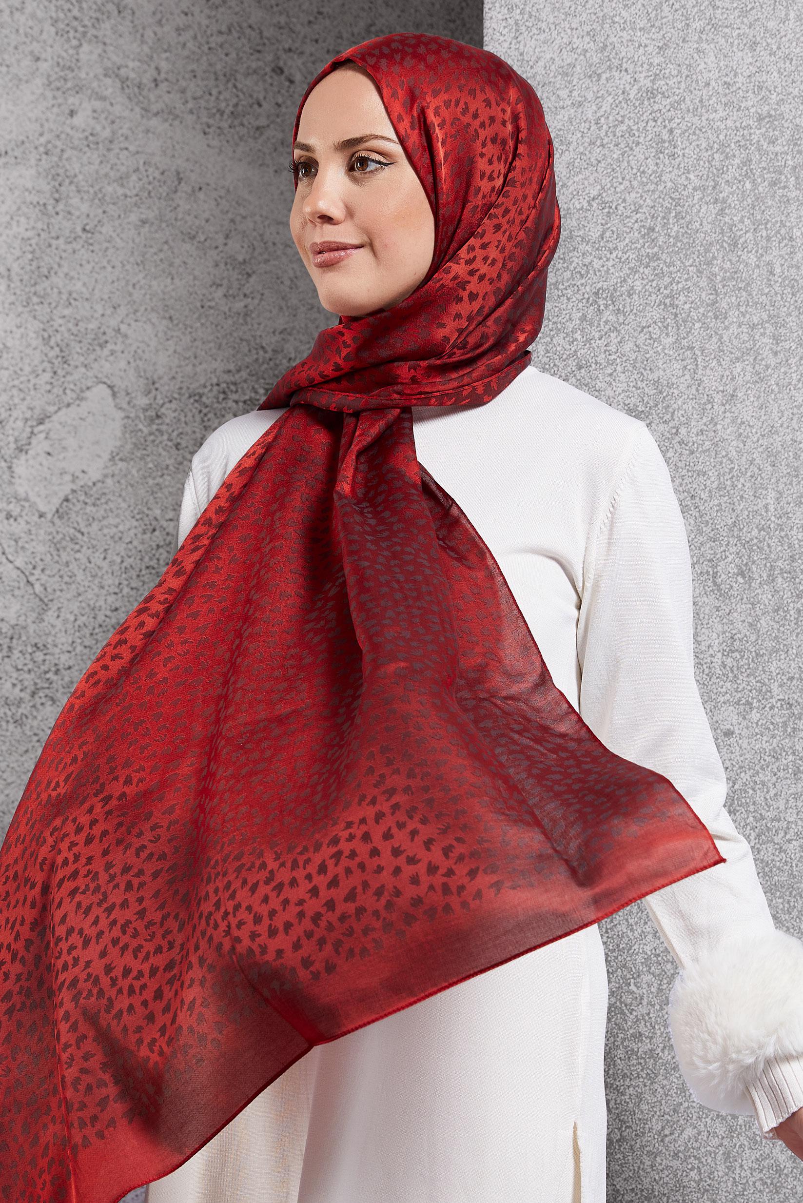 Tesettür giyim BORDO ALVİNA DESENLİ ŞAL 8460