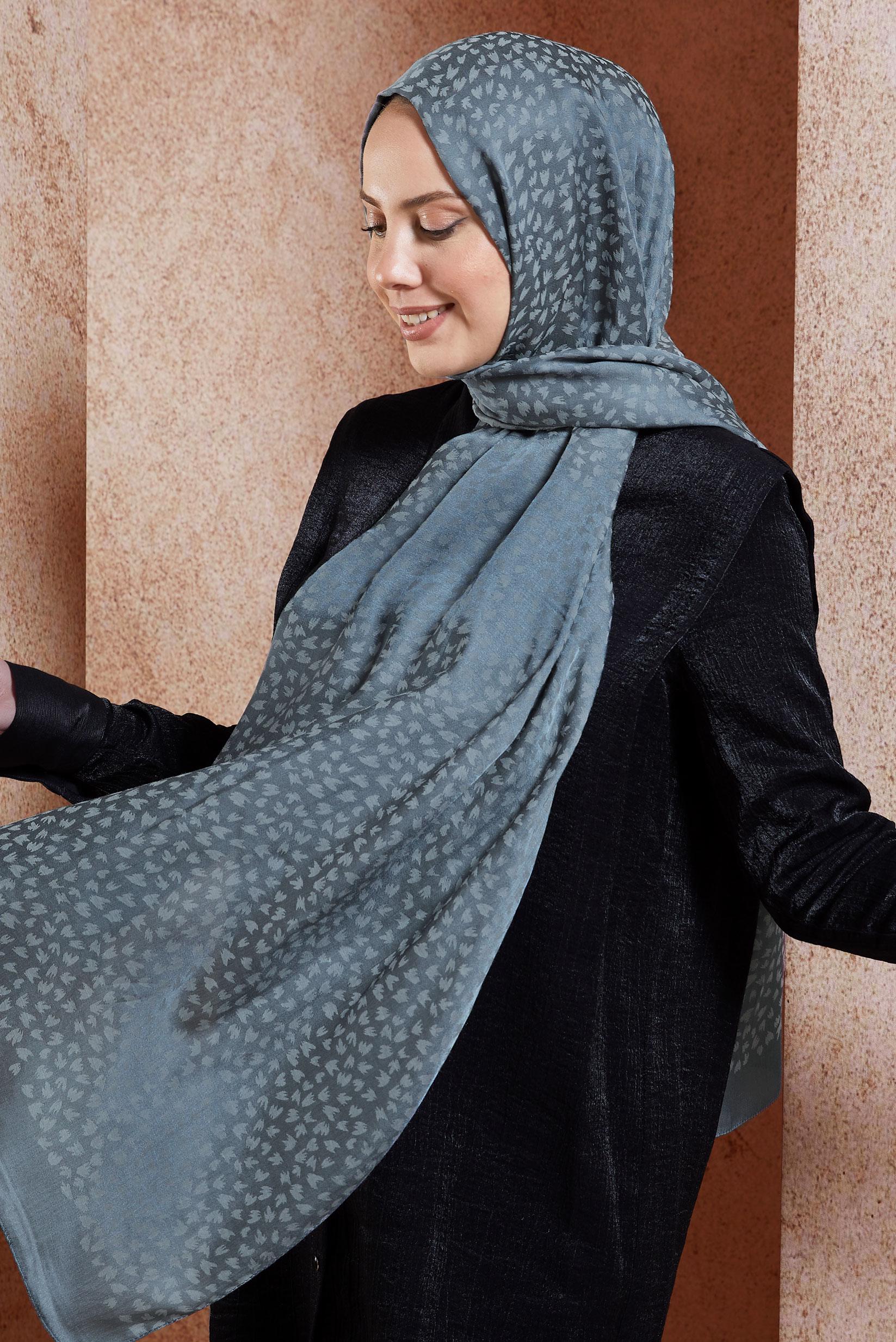 Vêtements hijab BLEU MARINE CHÂLE À MOTIFS ALVINA 8460