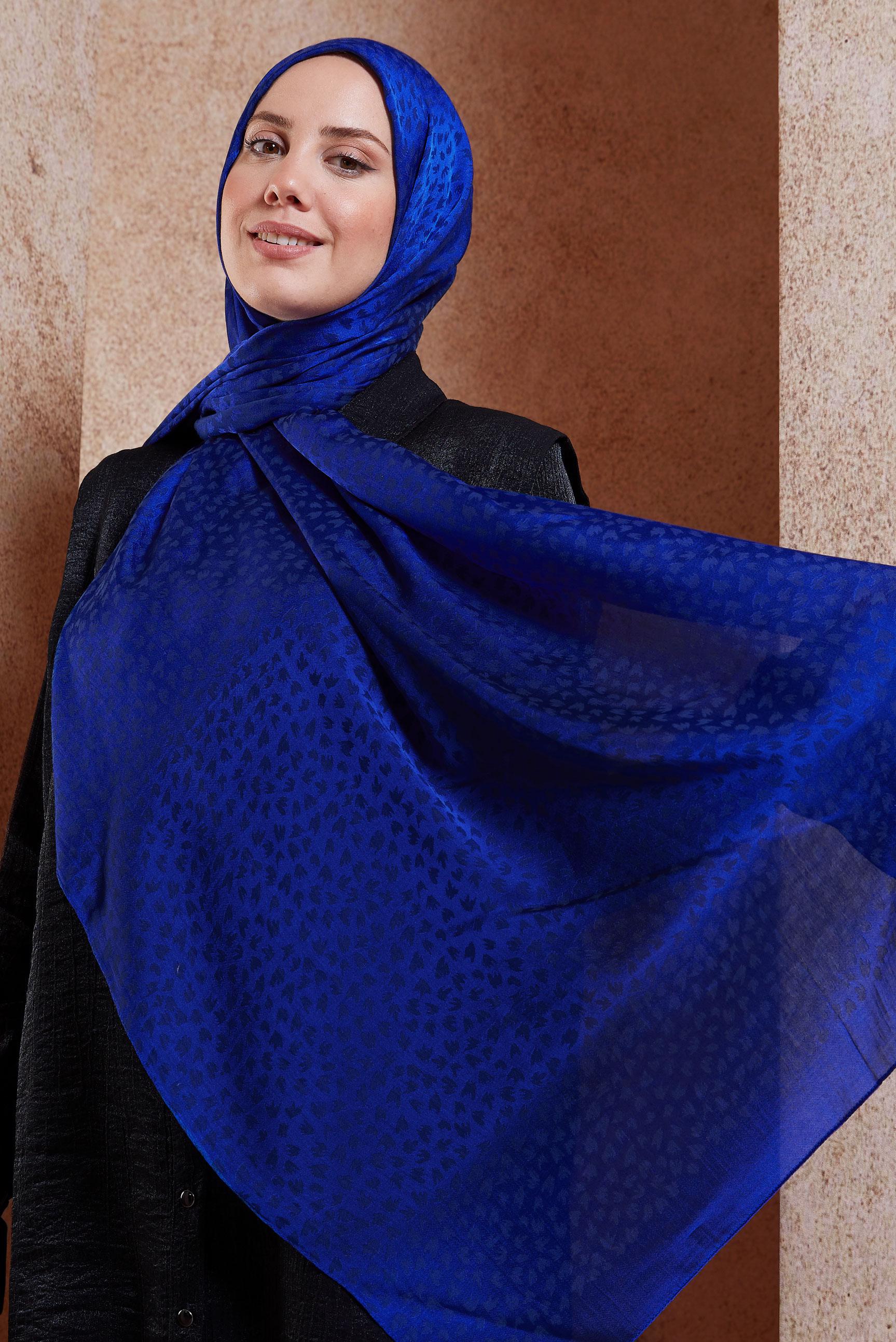 Vêtements hijab BLEU MARINE CHÂLE À MOTIFS ALVINA 8460