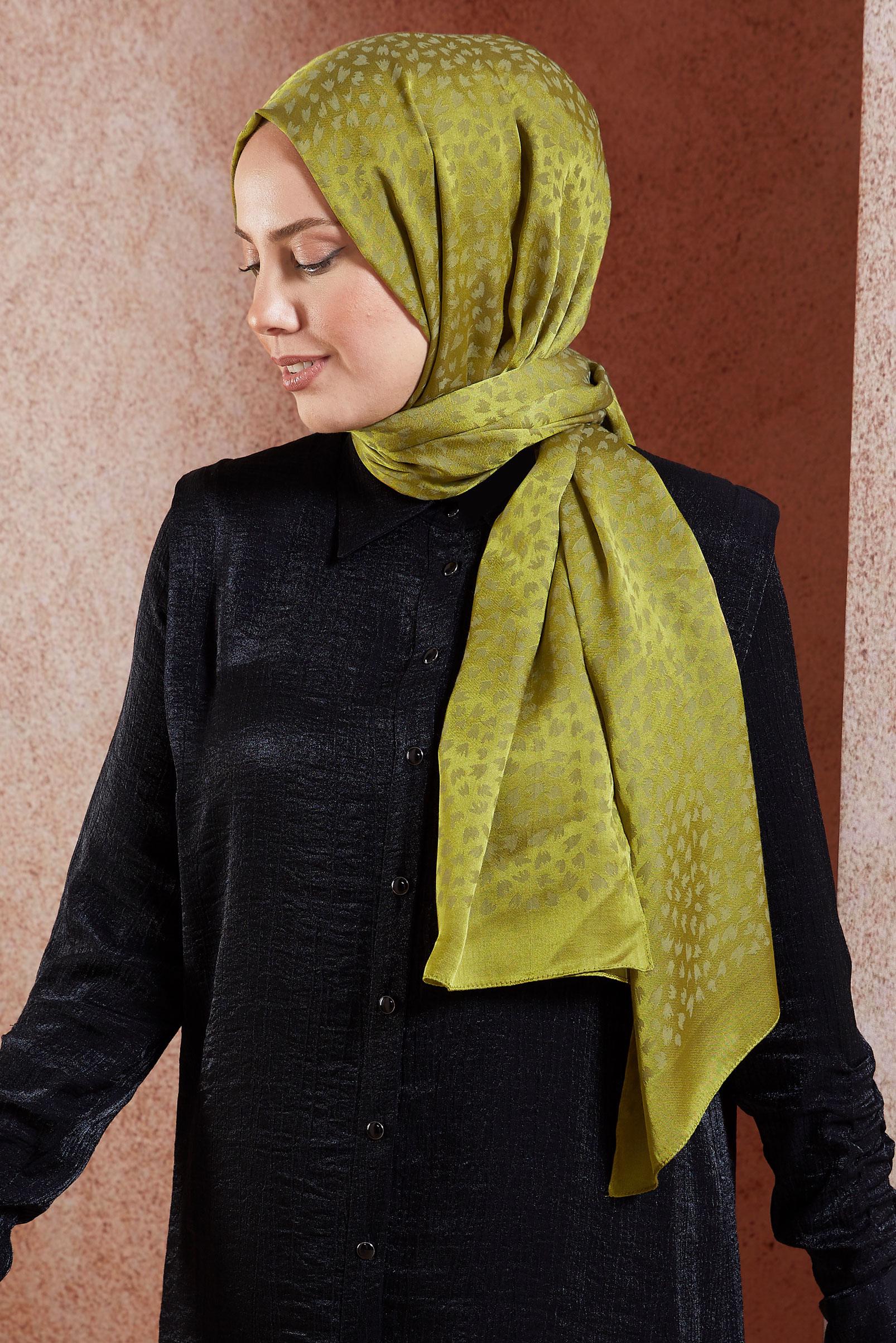 Vêtements hijab VERT CHÂLE À MOTIFS ALVINA 8460