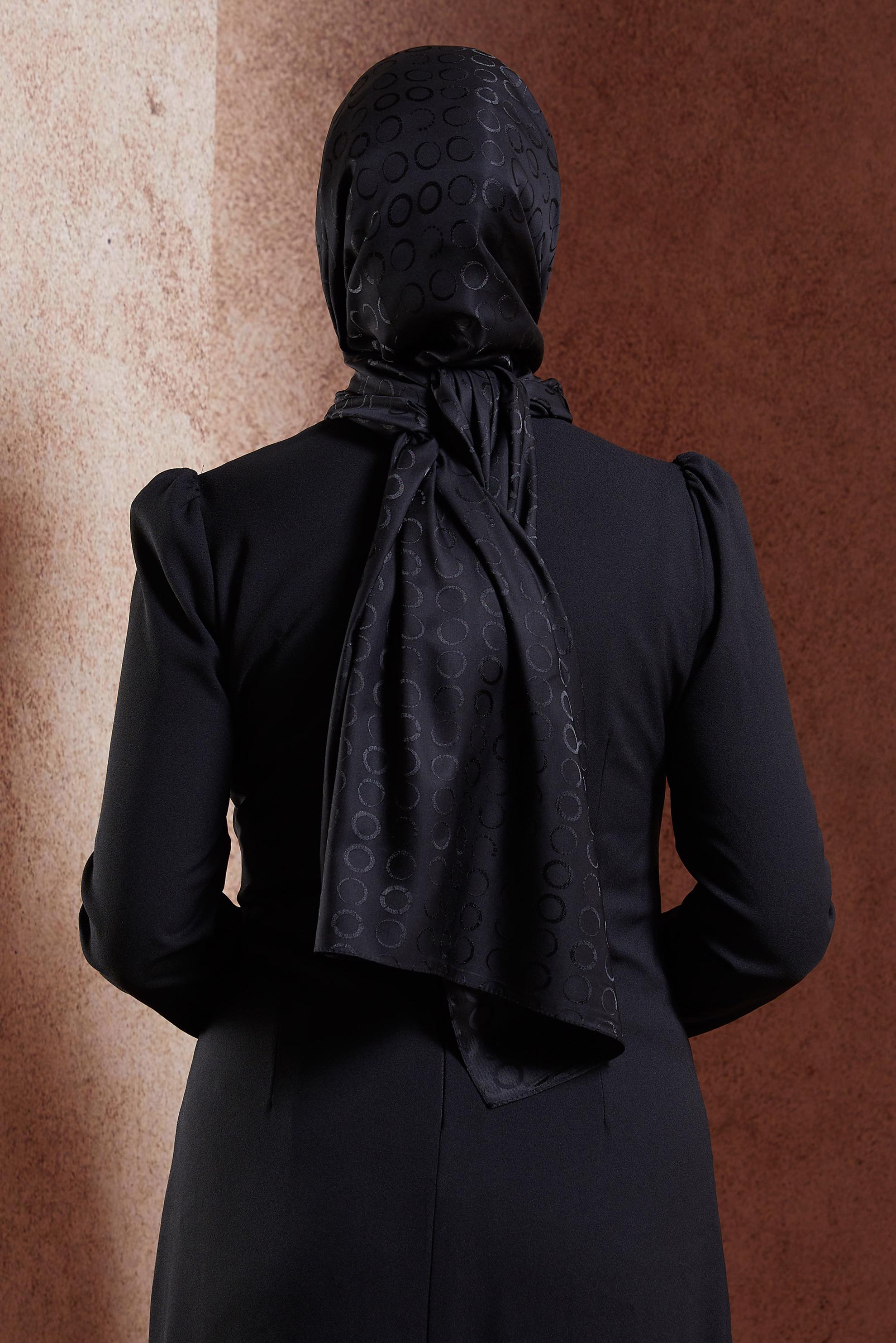 Tesettür giyim SİYAH ALVİNA JAKARLI ŞAL 8463