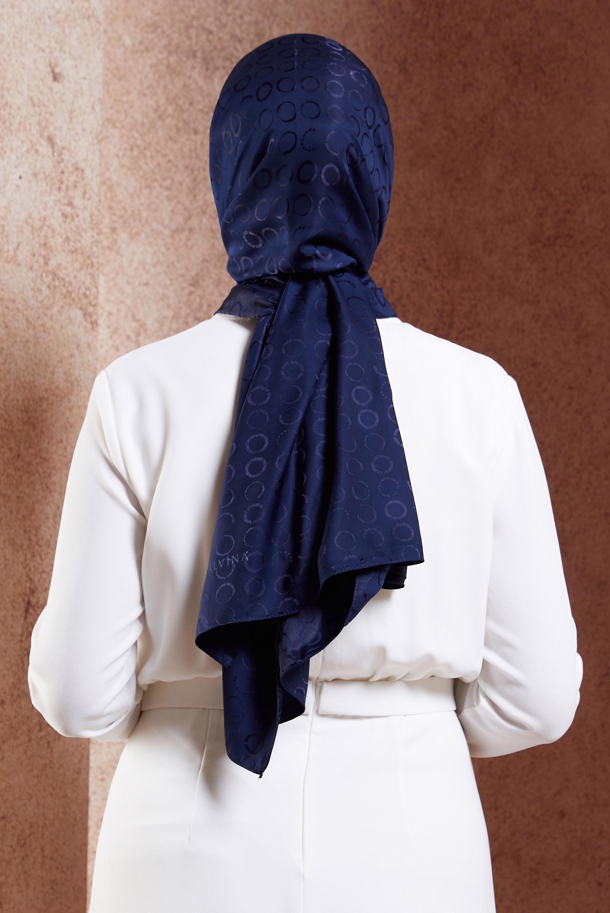 Tesettür giyim LACİVERT ALVİNA JAKARLI ŞAL 8463