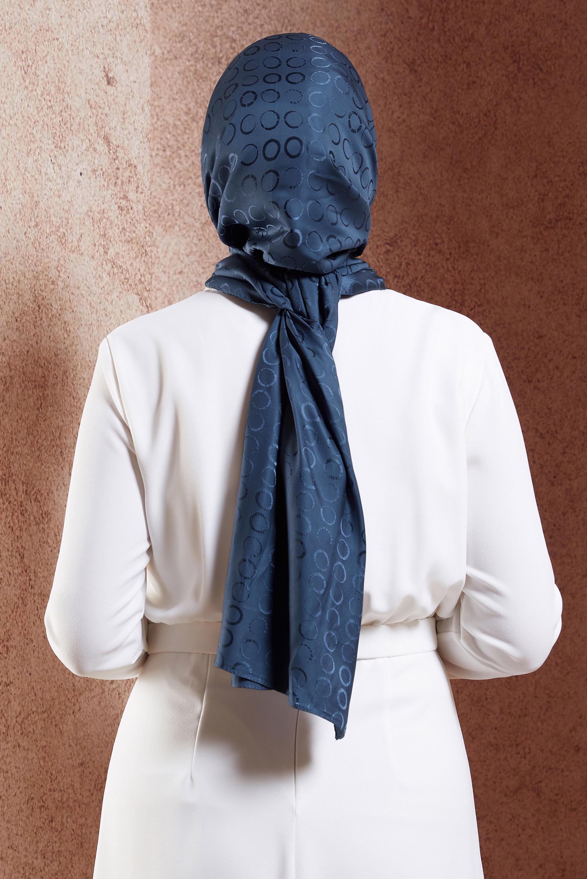 Tesettür giyim LACİVERT ALVİNA JAKARLI ŞAL 8463