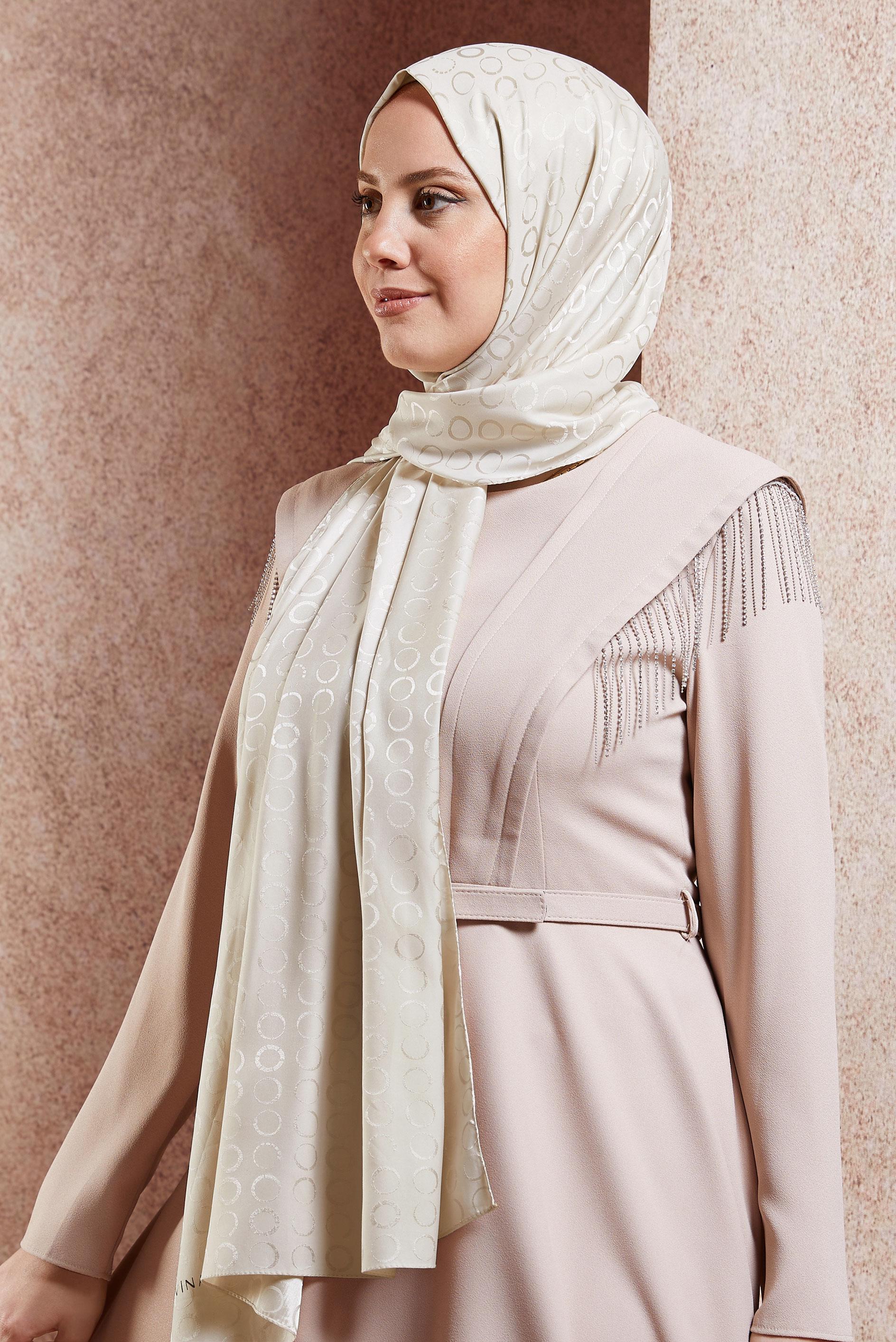 Tesettür giyim VİZON ALVİNA JAKARLI ŞAL 8463