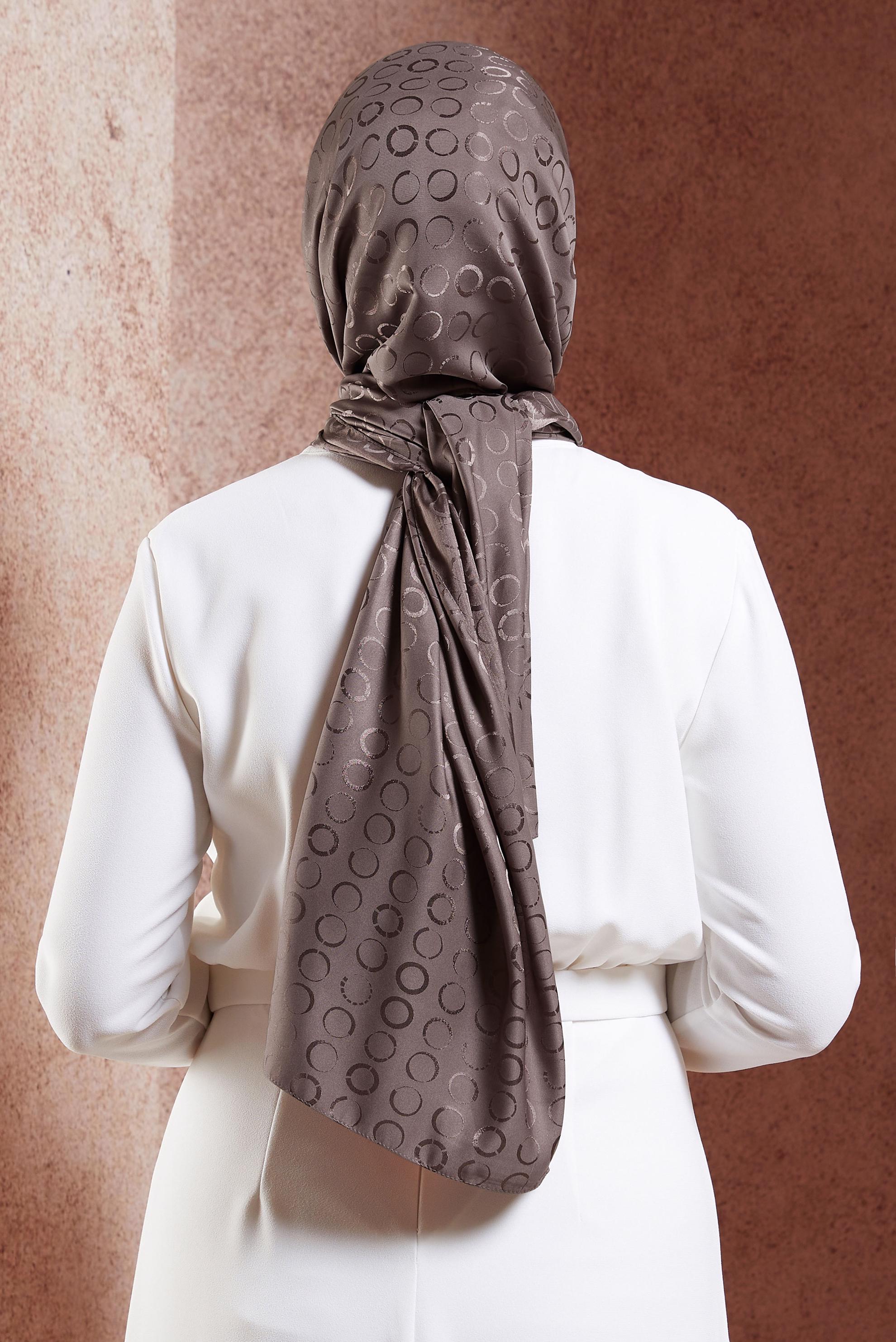 Tesettür giyim VİZON ALVİNA JAKARLI ŞAL 8463