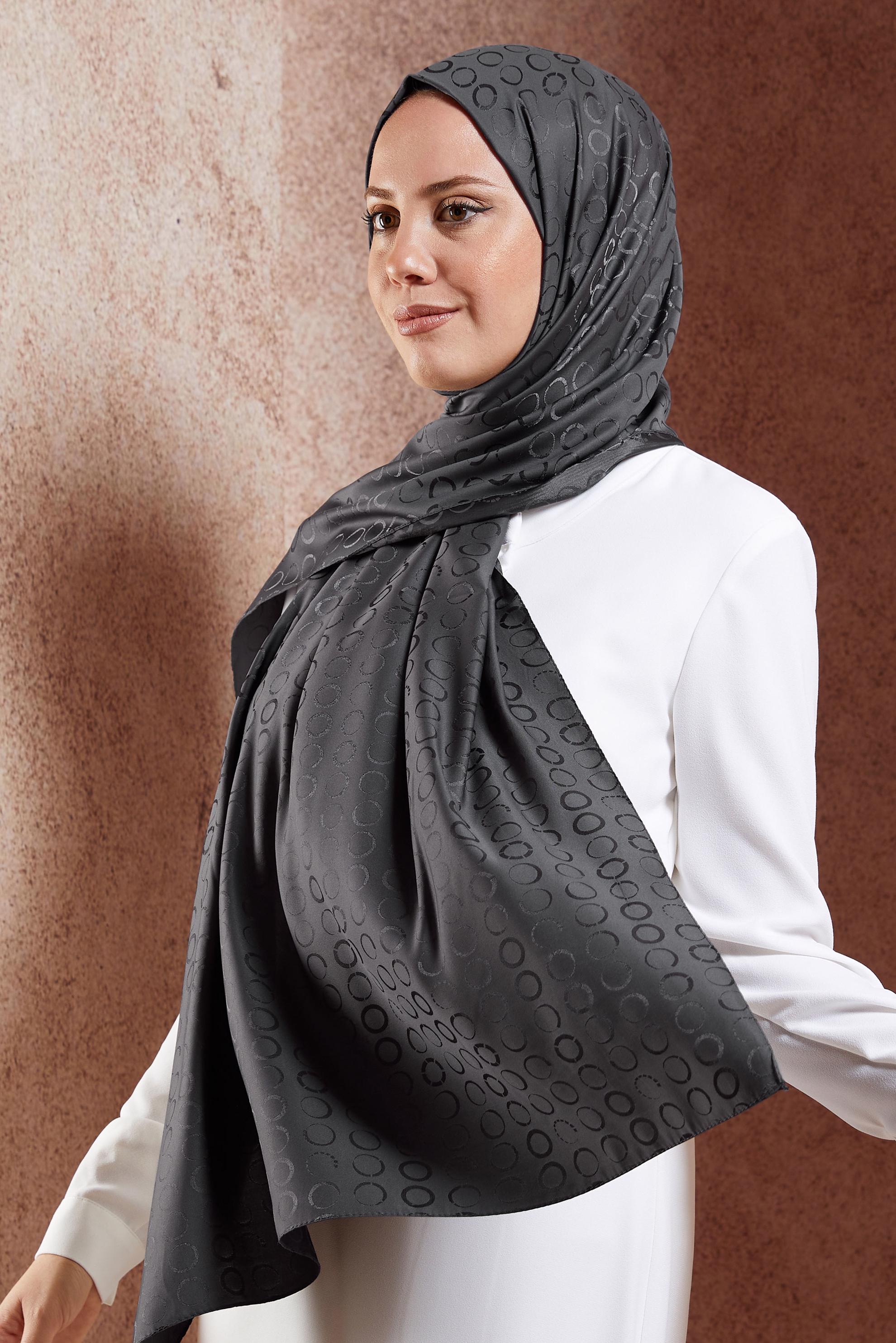 Tesettür giyim KAHVE ALVİNA JAKARLI ŞAL 8463