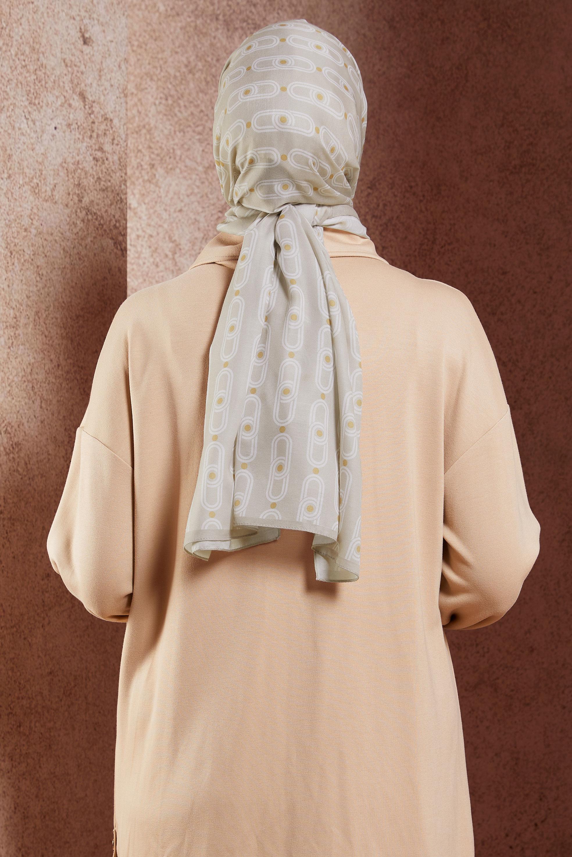 Tesettür giyim BEJ ALVİNA DESENLİ ŞAL 95221