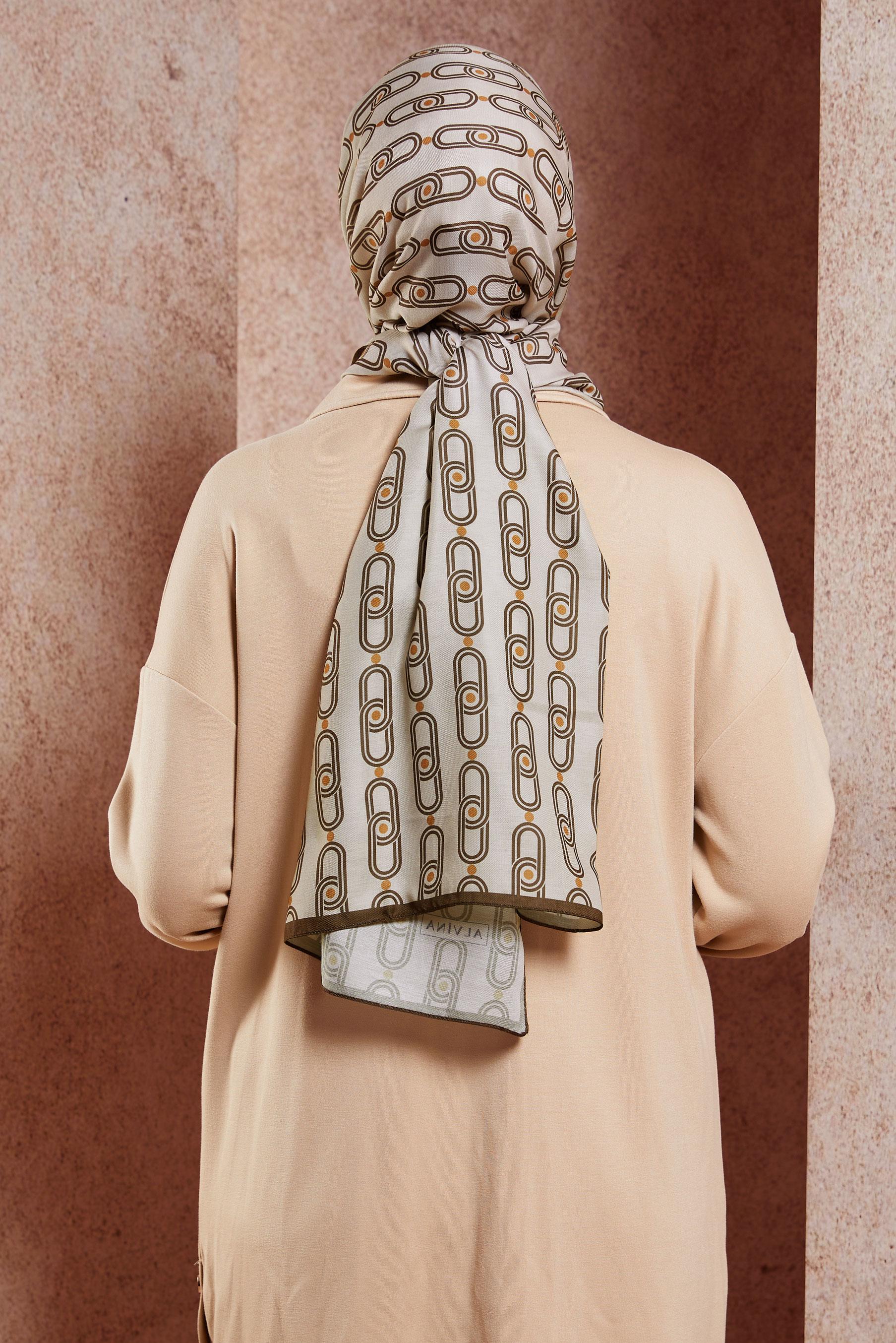 Tesettür giyim KAHVE ALVİNA DESENLİ ŞAL 95221