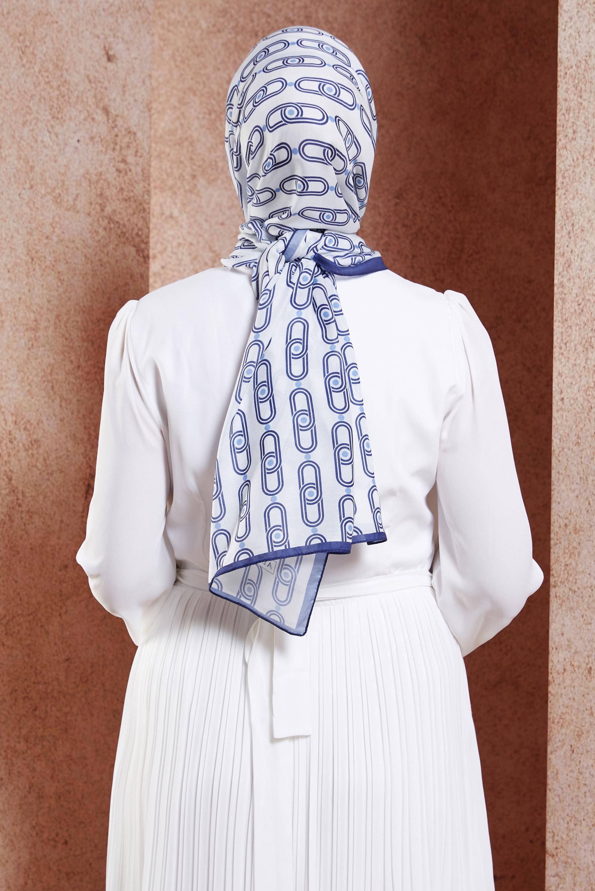 Tesettür giyim LACİVERT ALVİNA DESENLİ ŞAL 95221