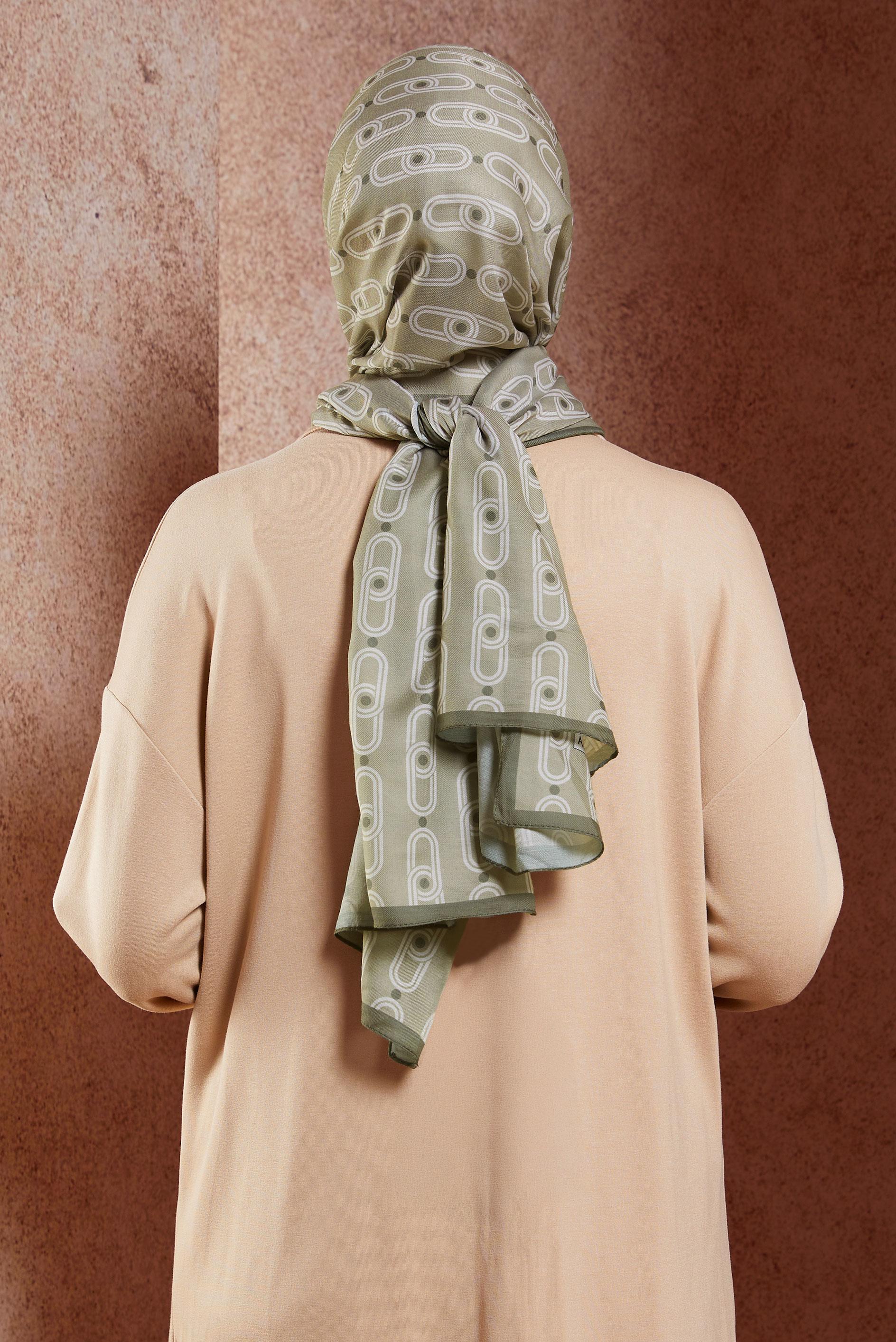 Tesettür giyim VİZON ALVİNA DESENLİ ŞAL 95221