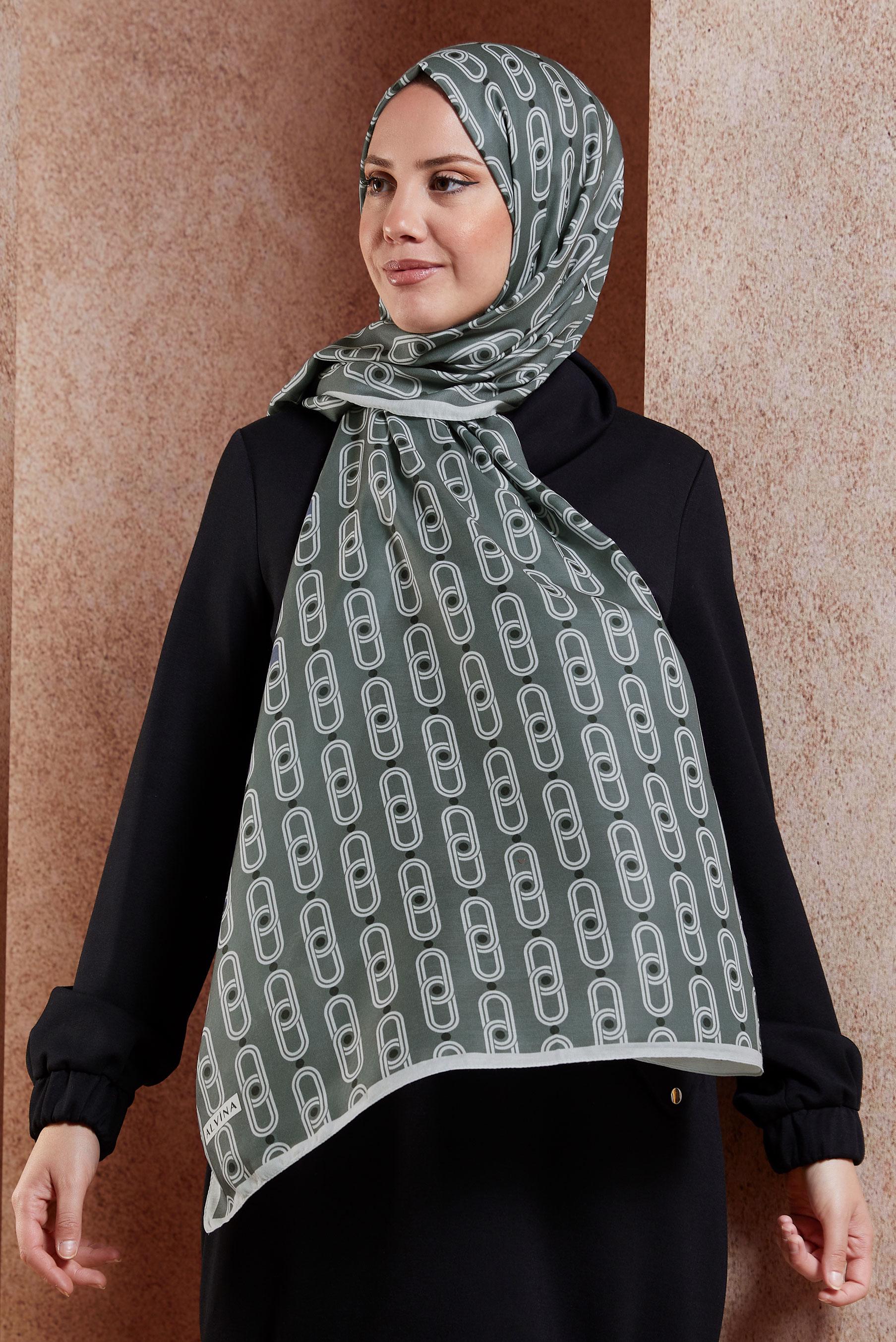 Tesettür giyim GRİ ALVİNA DESENLİ ŞAL 95221
