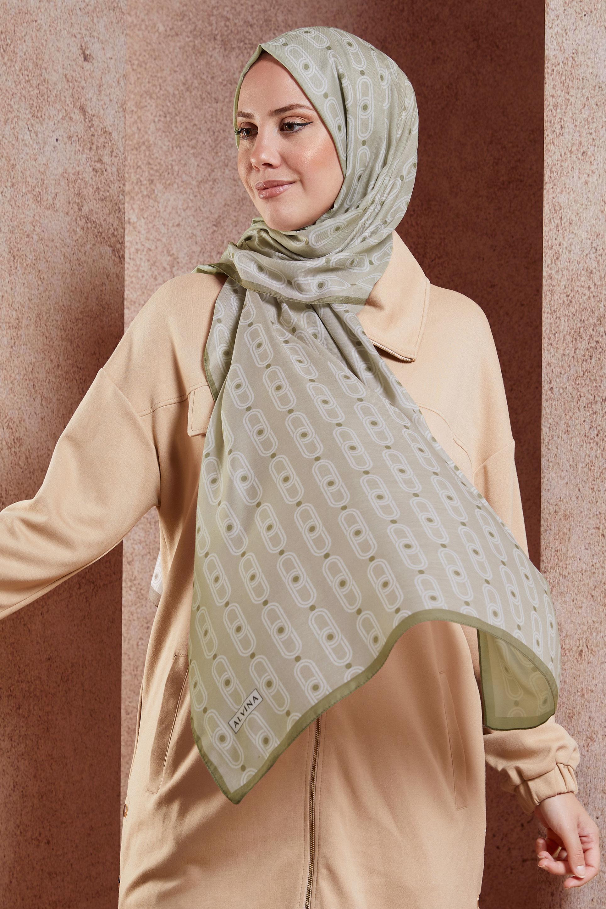Tesettür giyim BEJ ALVİNA DESENLİ ŞAL 95221