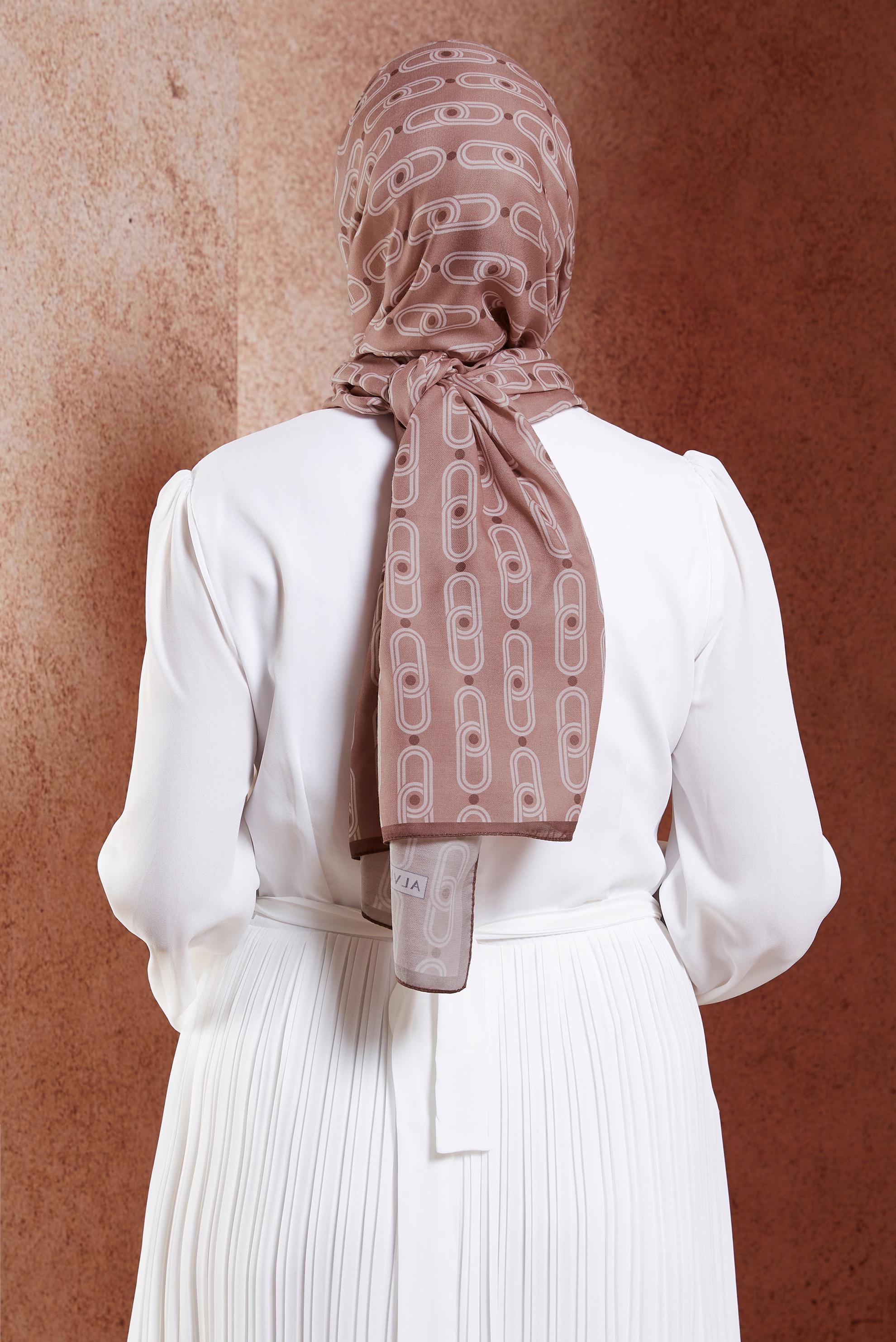 Tesettür giyim PEMBE ALVİNA DESENLİ ŞAL 95221