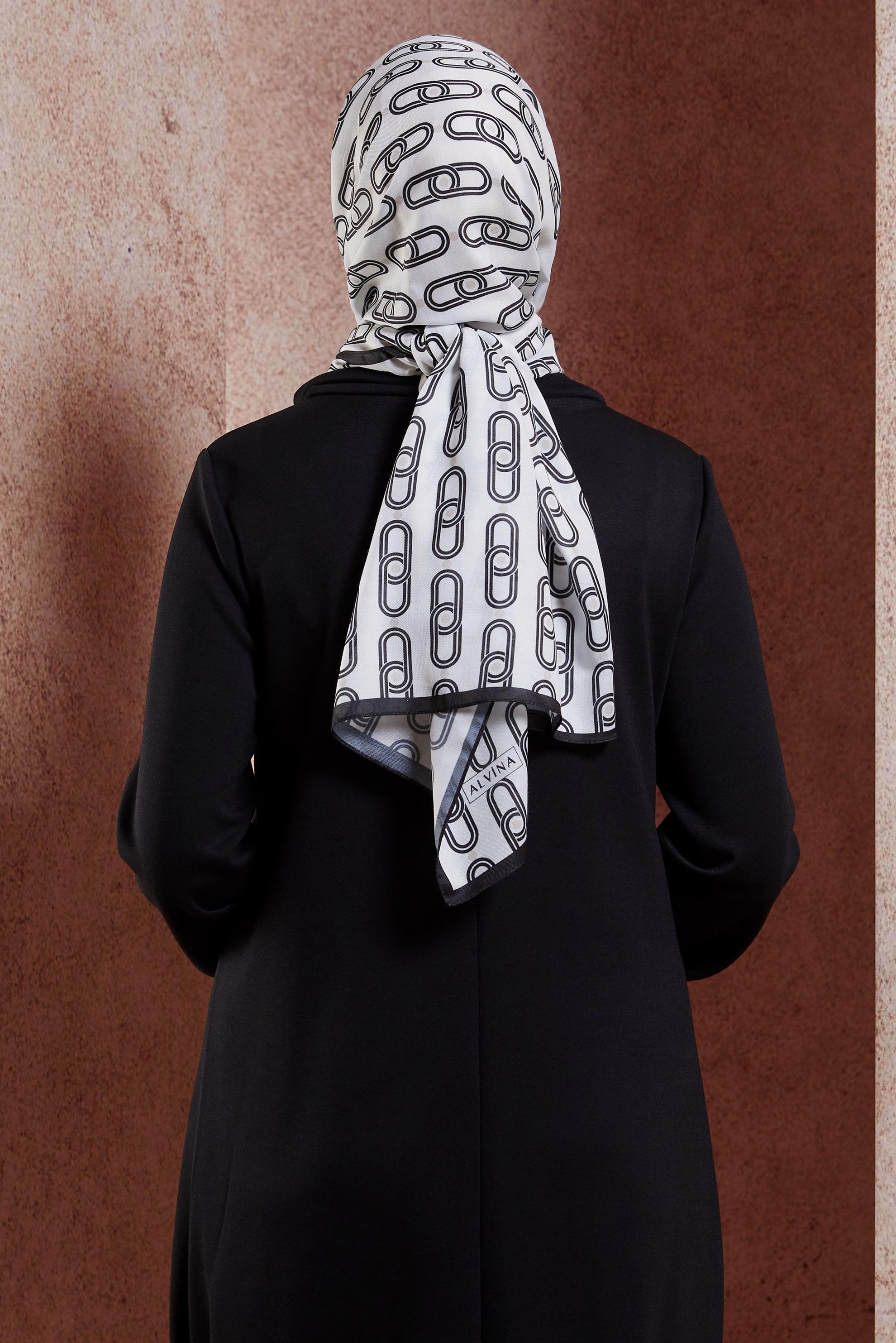 Tesettür giyim SİYAH ALVİNA DESENLİ ŞAL 95221