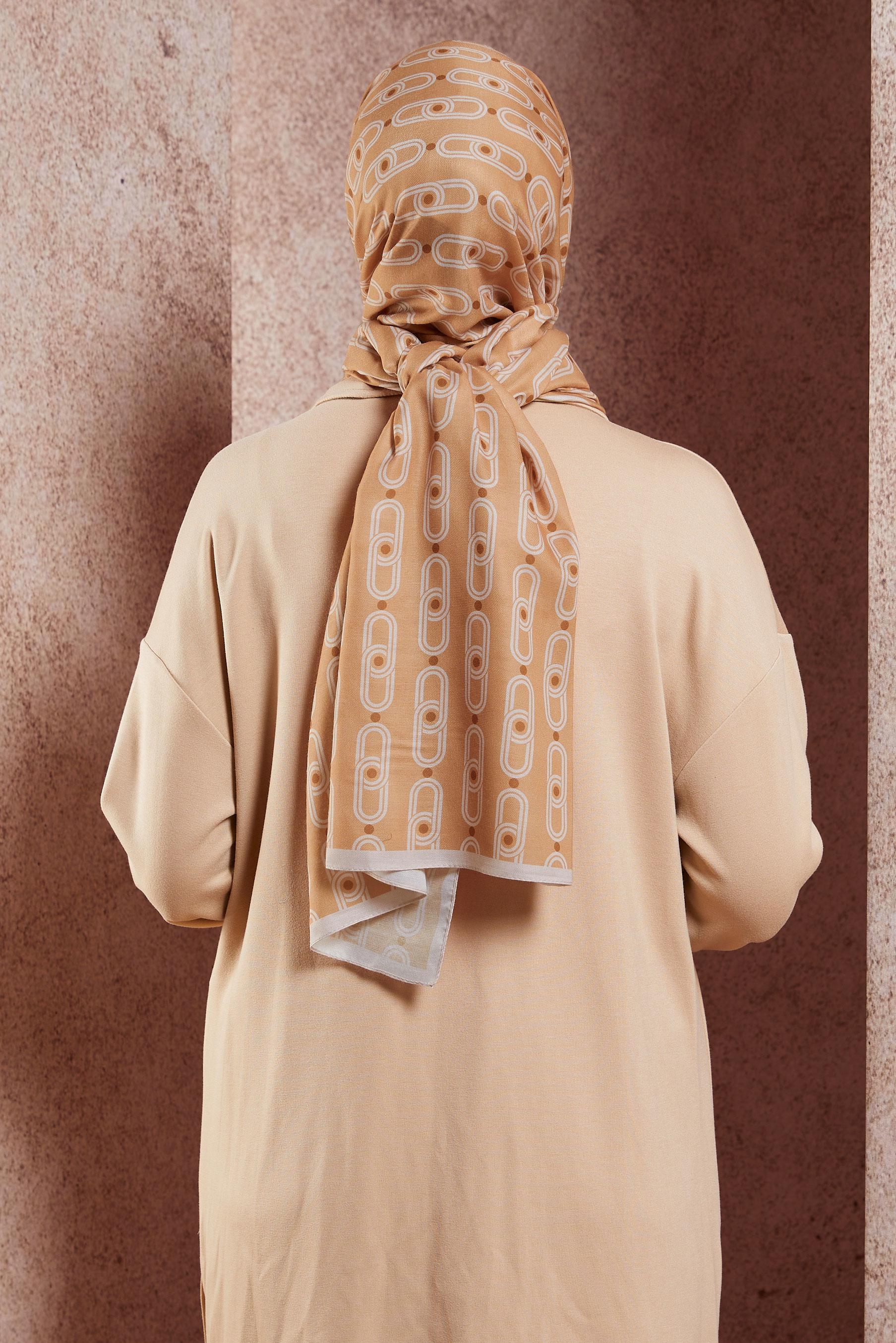 Tesettür giyim TURUNCU ALVİNA DESENLİ ŞAL 95221