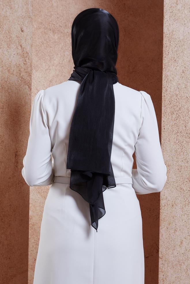 Tesettür giyim SİYAH ALVİNA ABİYE ŞAL 8444 - ALVİNA