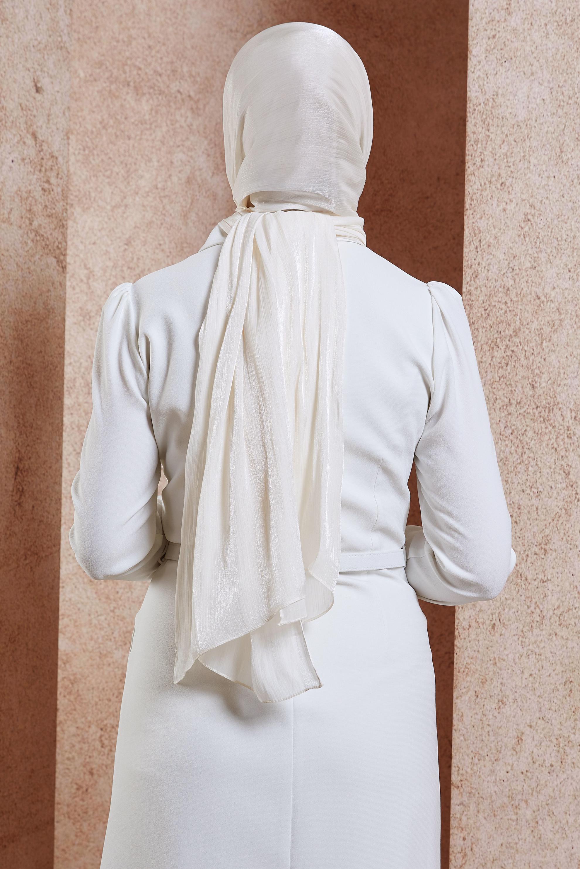 Tesettür giyim BEYAZ ALVİNA ABİYE ŞAL 8444