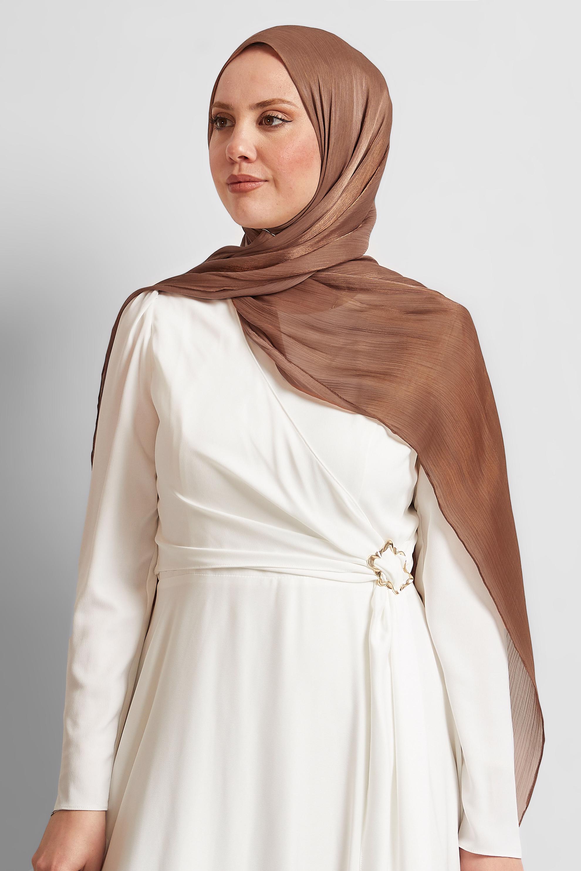 Tesettür giyim KAHVE ALVİNA ABİYE ŞAL 8444