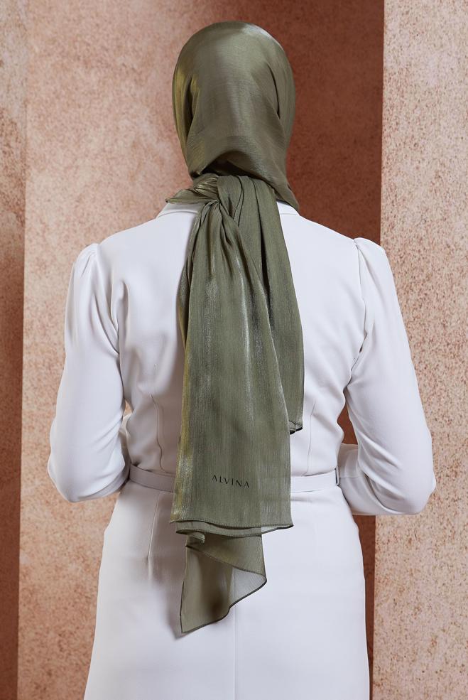 Tesettür giyim HAKİ ALVİNA ABİYE ŞAL 8444 - ALVİNA