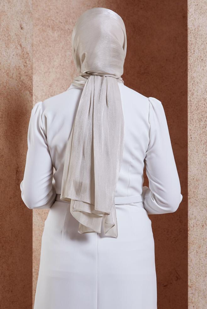 Tesettür giyim BEJ ALVİNA ABİYE ŞAL 8444 - ALVİNA